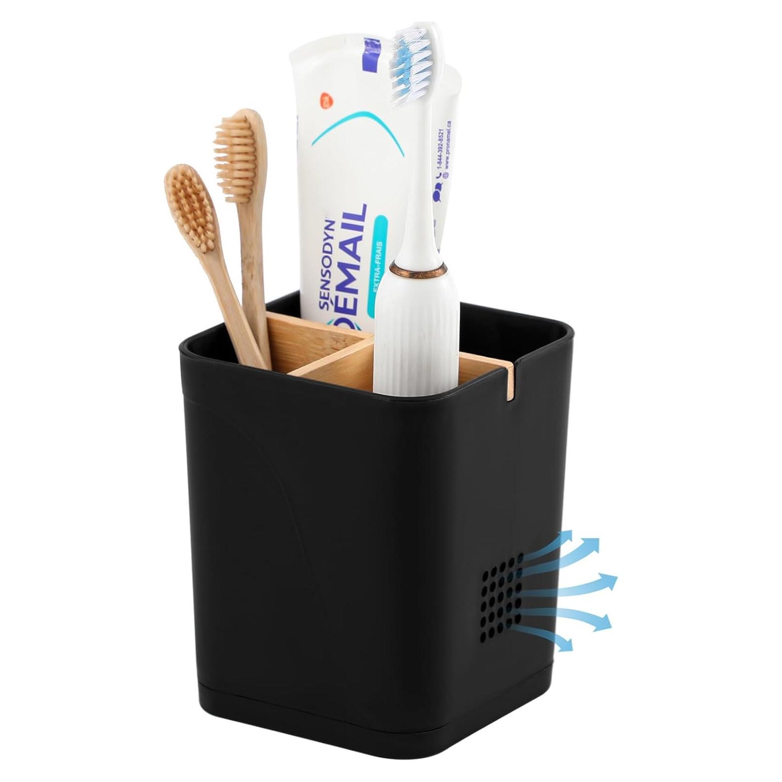 Soporte Organizador de Cepillos de Dientes Heagoale 3 Ranuras Negro