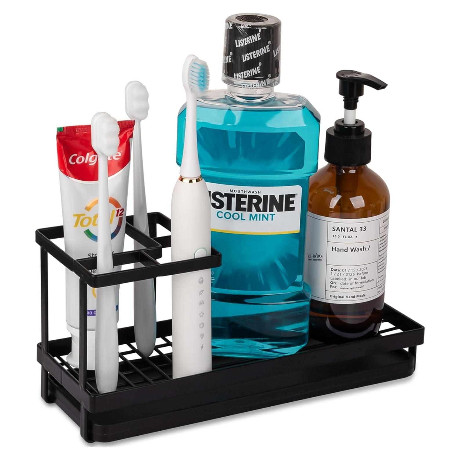 Soporte para Cepillos de Dientes Heagoale Negro Mate 4 Compartimentos