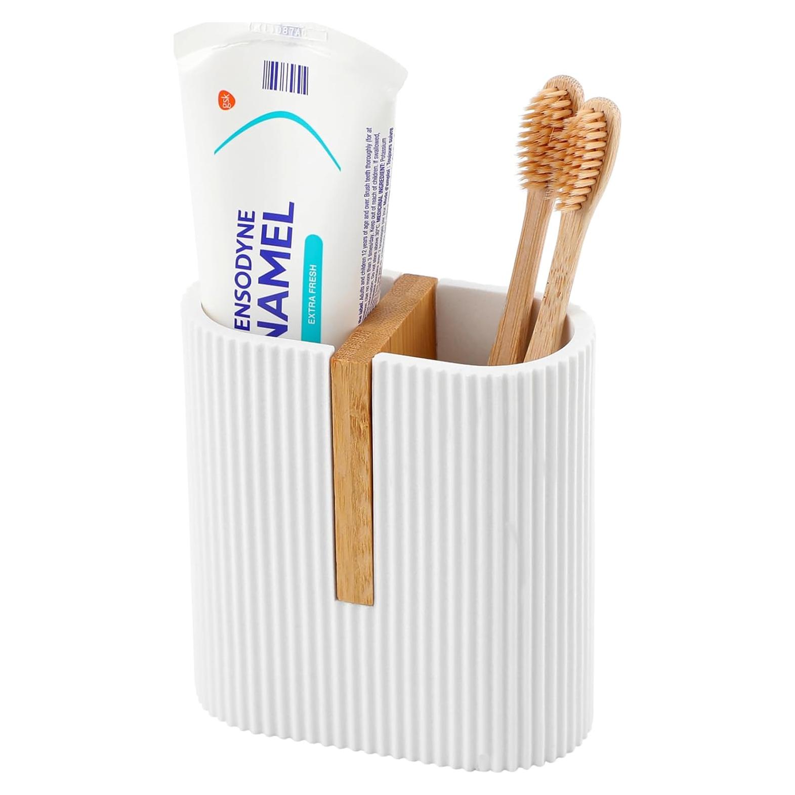 Soporte para Cepillos de Dientes rejomiik Blanco Mate 2 Compartimentos