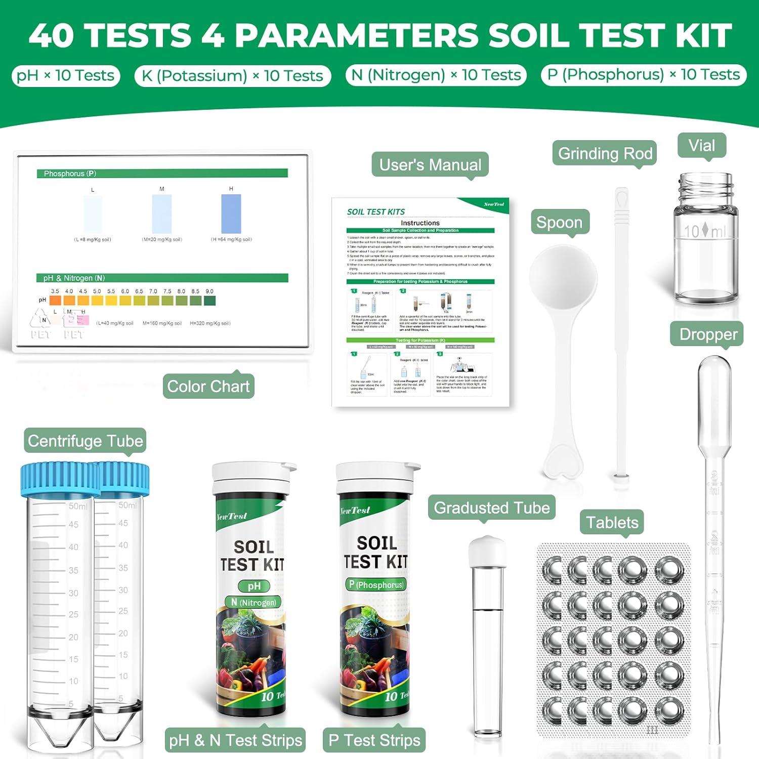 Kit de Prueba de Suelo NewTest 4 Parámetros para Jardín