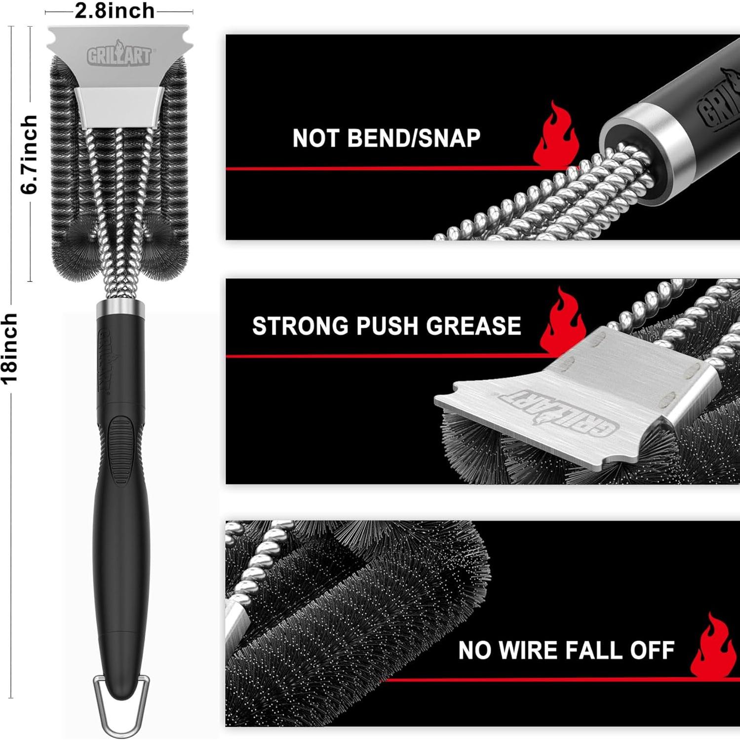 Cepillo de Parrilla GRILLART BR-8115 Acero Inoxidable 45.72 cm