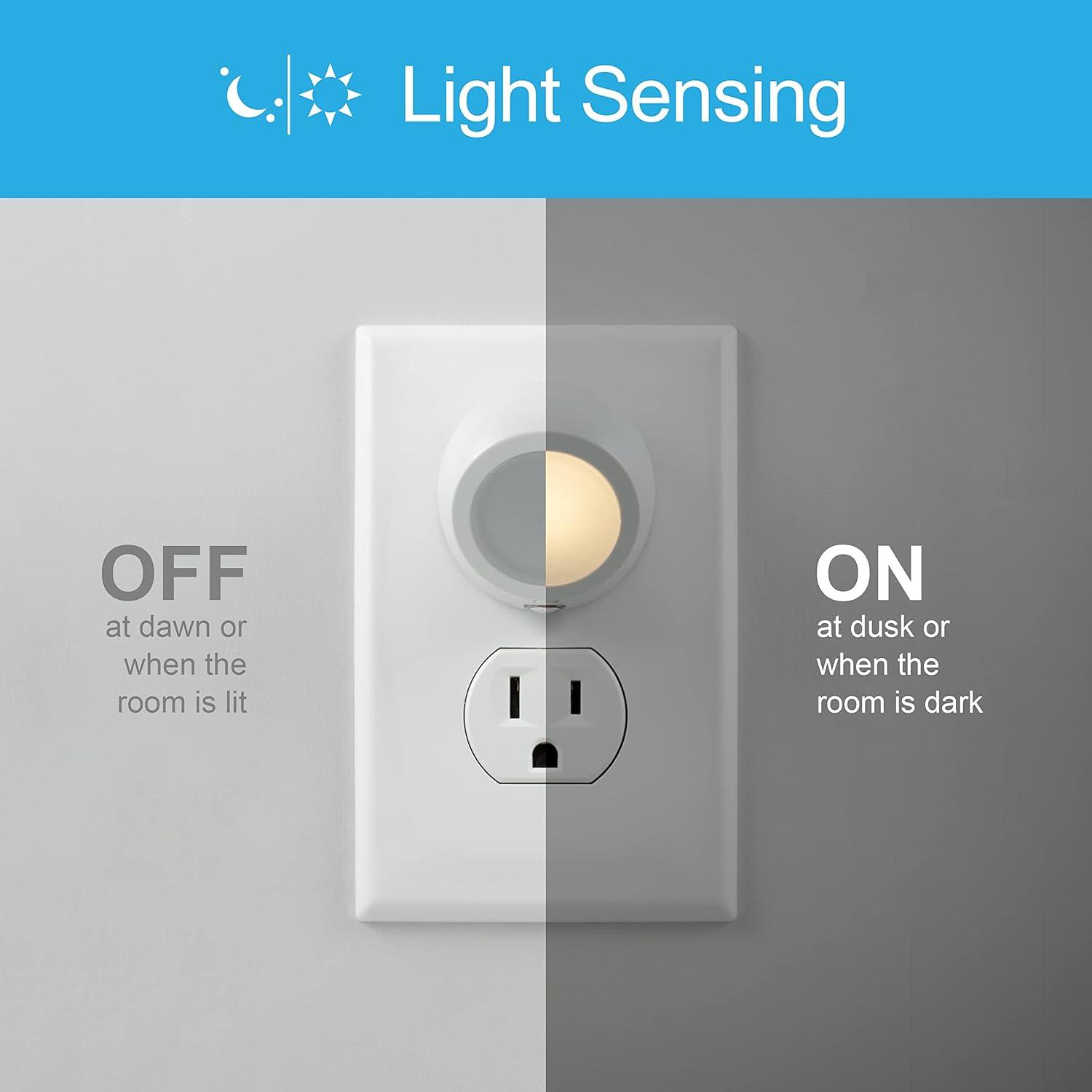 Luz Nocturna LED Rotativa GE 2 Paquete Blanca 360°