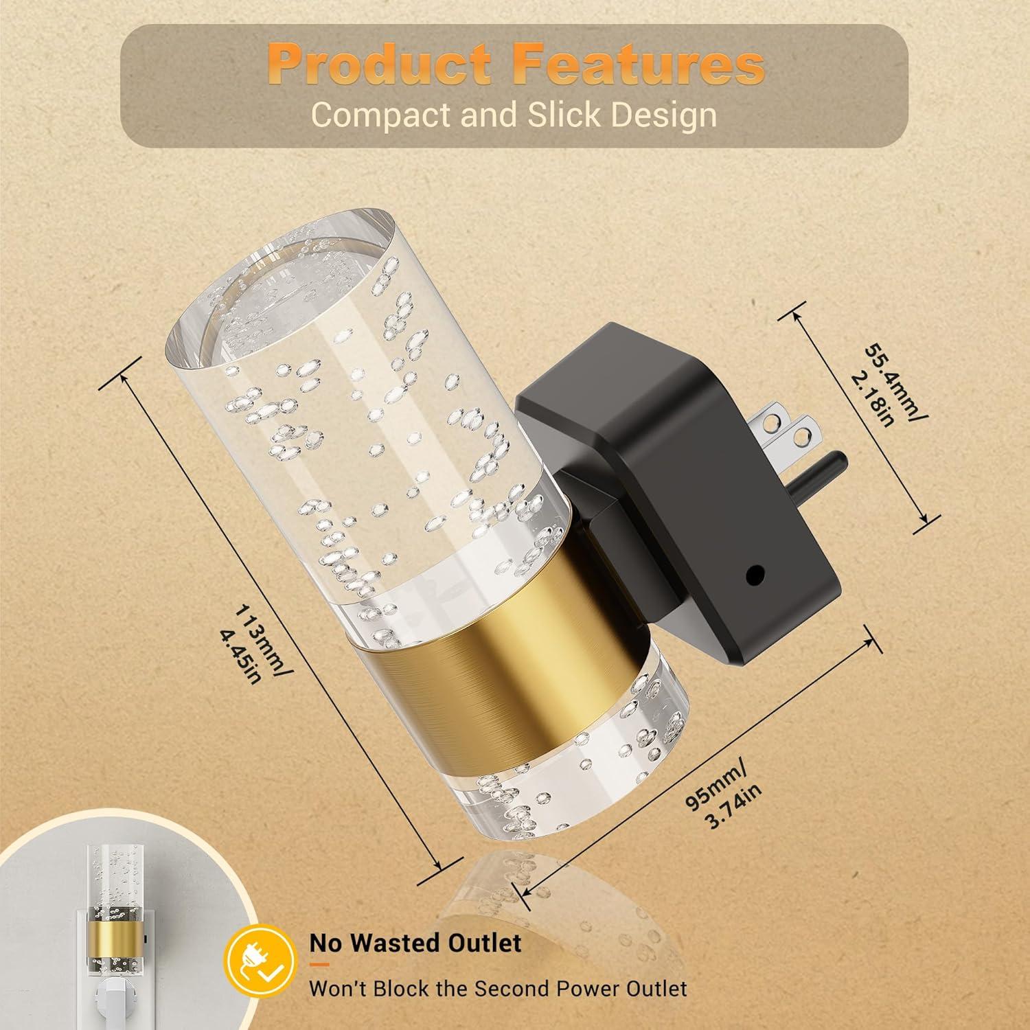 Luz Nocturna LED JandCase 2 Paquete Regulable Ámbar