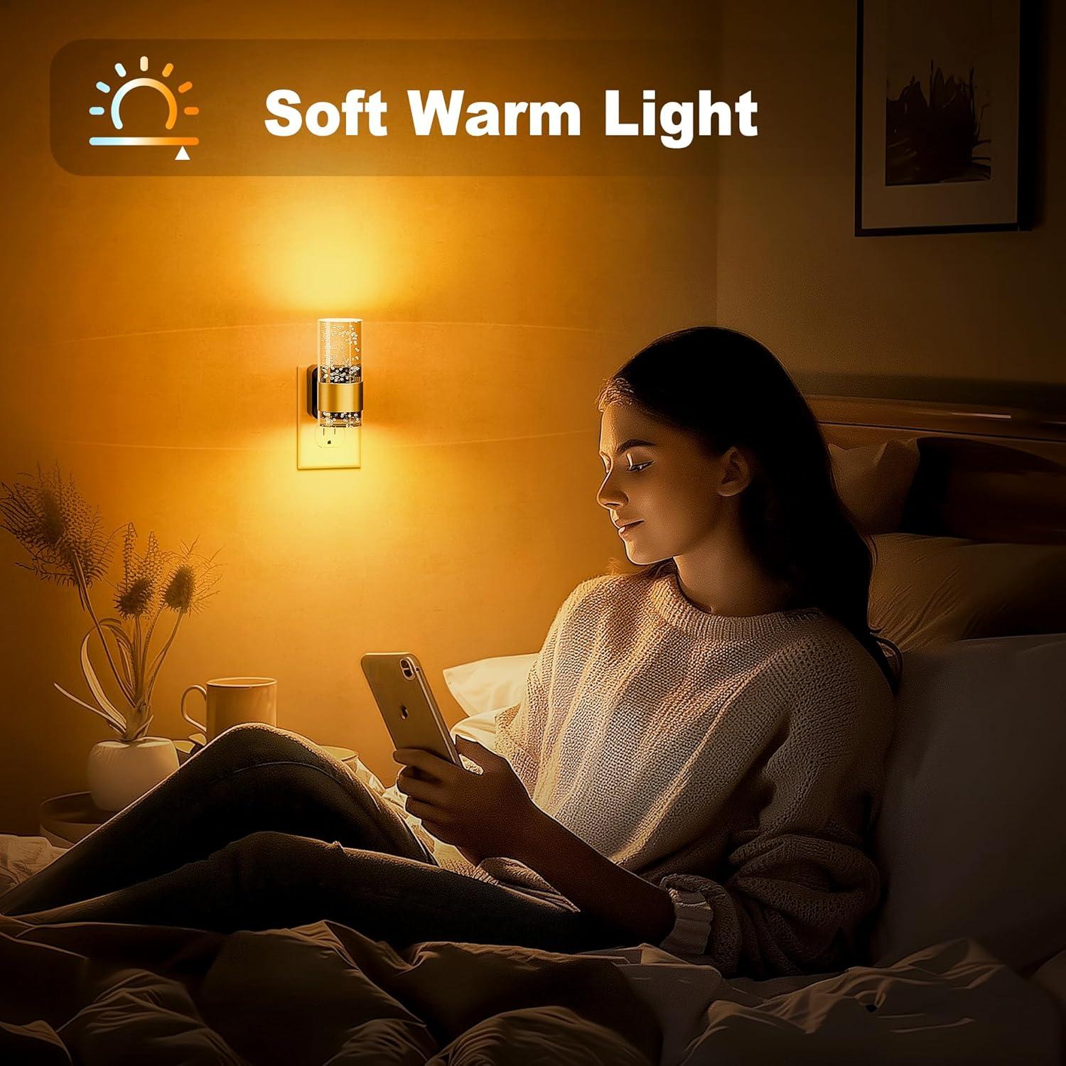 Luz Nocturna LED JandCase 2 Paquete Regulable Ámbar