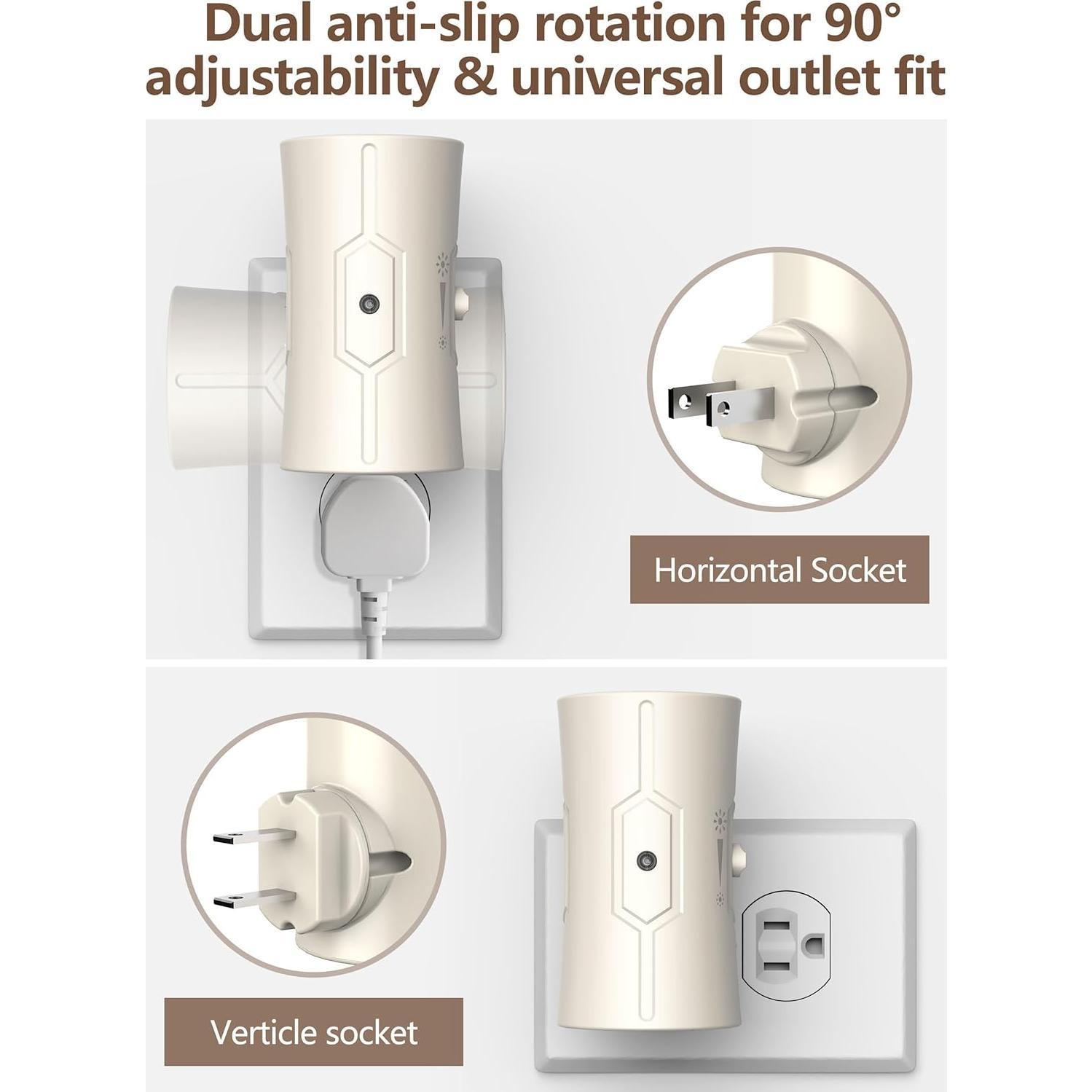 Luz Nocturna LED Fesnne 3000K Ajustable 0-100LM 2 Pzas