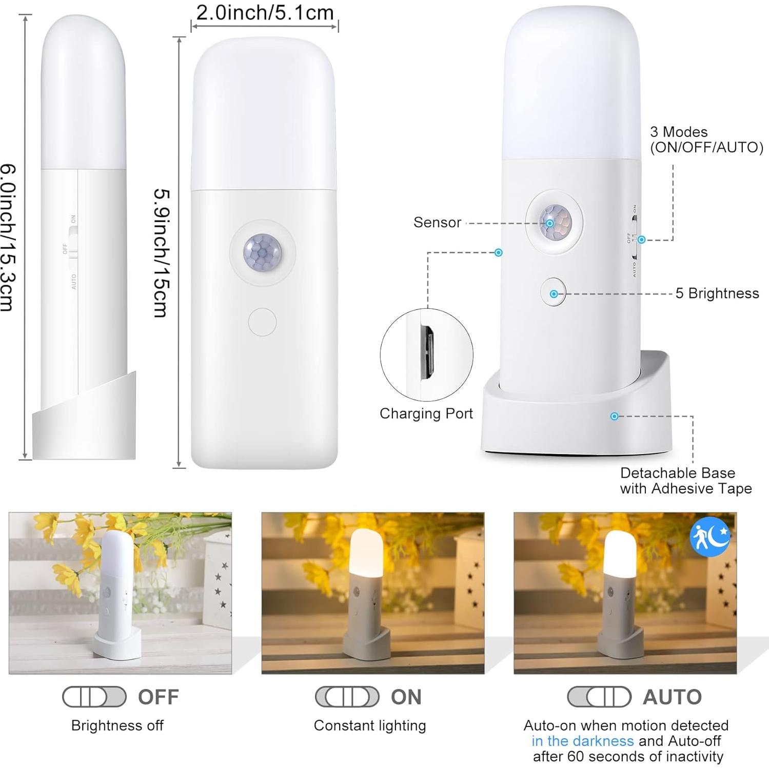 Luz Nocturna LED con Sensor de Movimiento Creweel CW01 2000mAh
