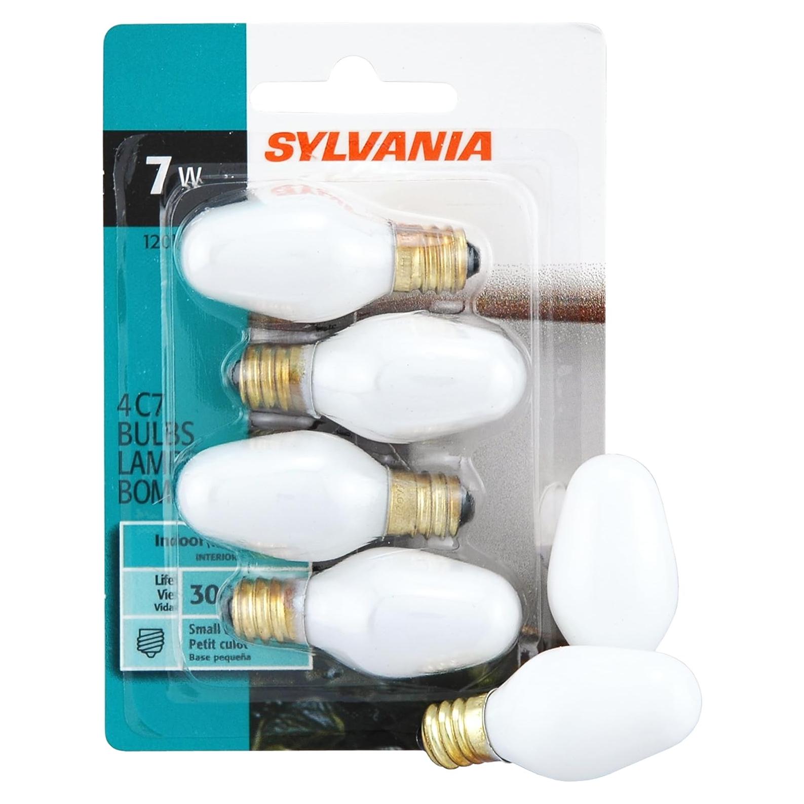 Bombilla C7 Incandescente 7W SYLVANIA Esmerilada 4 Unidades