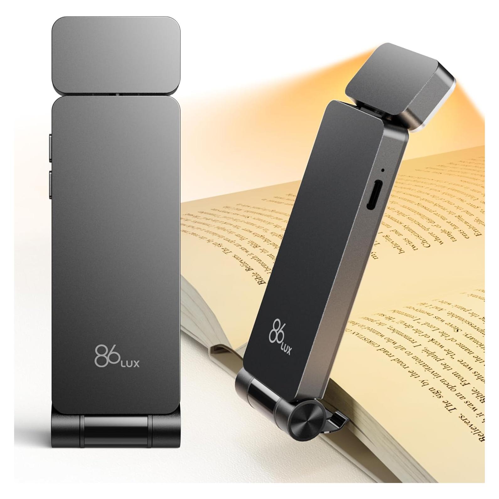 Luz de Lectura Recargable 86lux LED Clip-on Ceniza