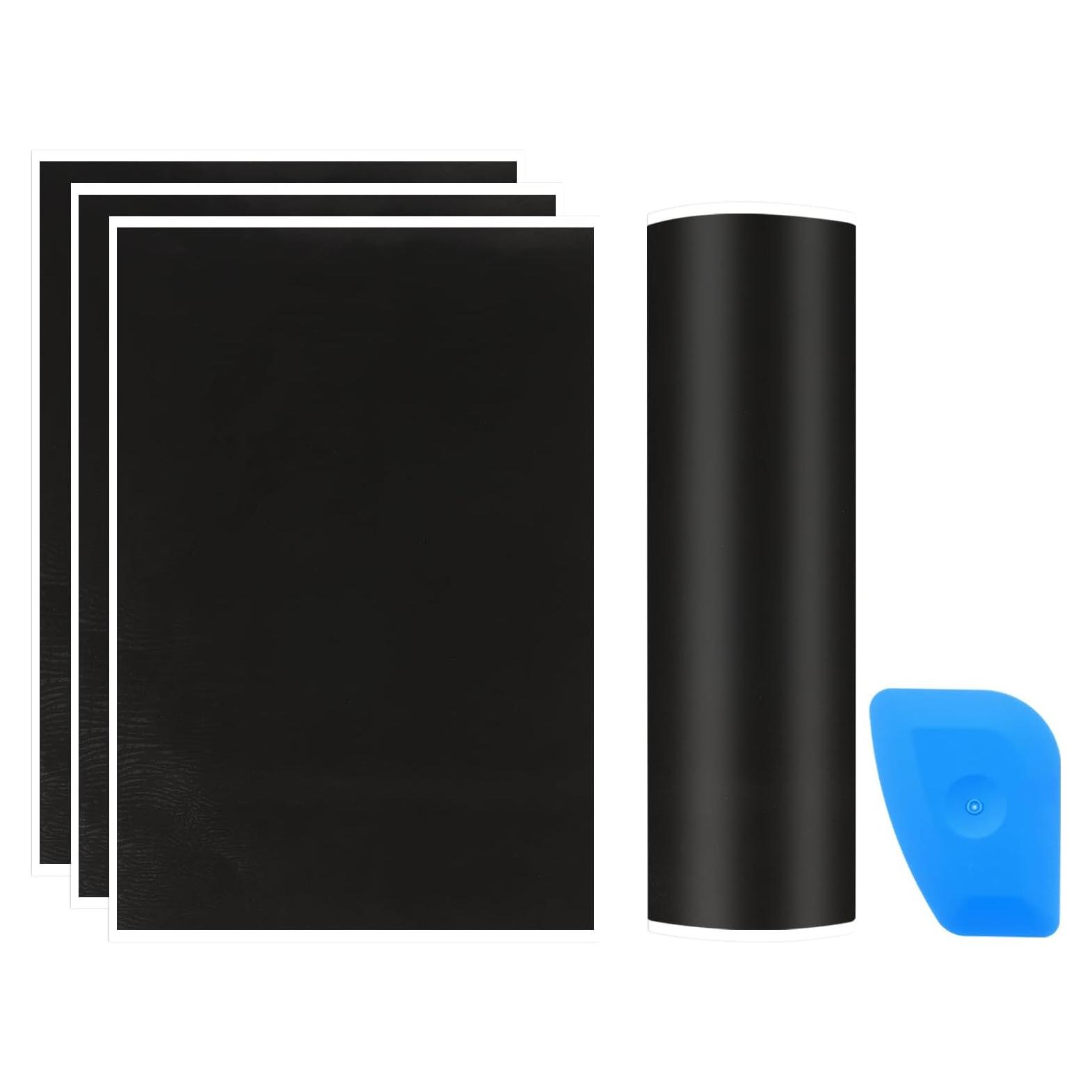 PATIKIL 15.3x10.4 Inch Laser Engraving Paper, 4 Pcs Laser Engraving Marking Color Paper with Blue Scraper for Fiber Laser Marking and Engraving on Metal Ceramics Glass, Gray