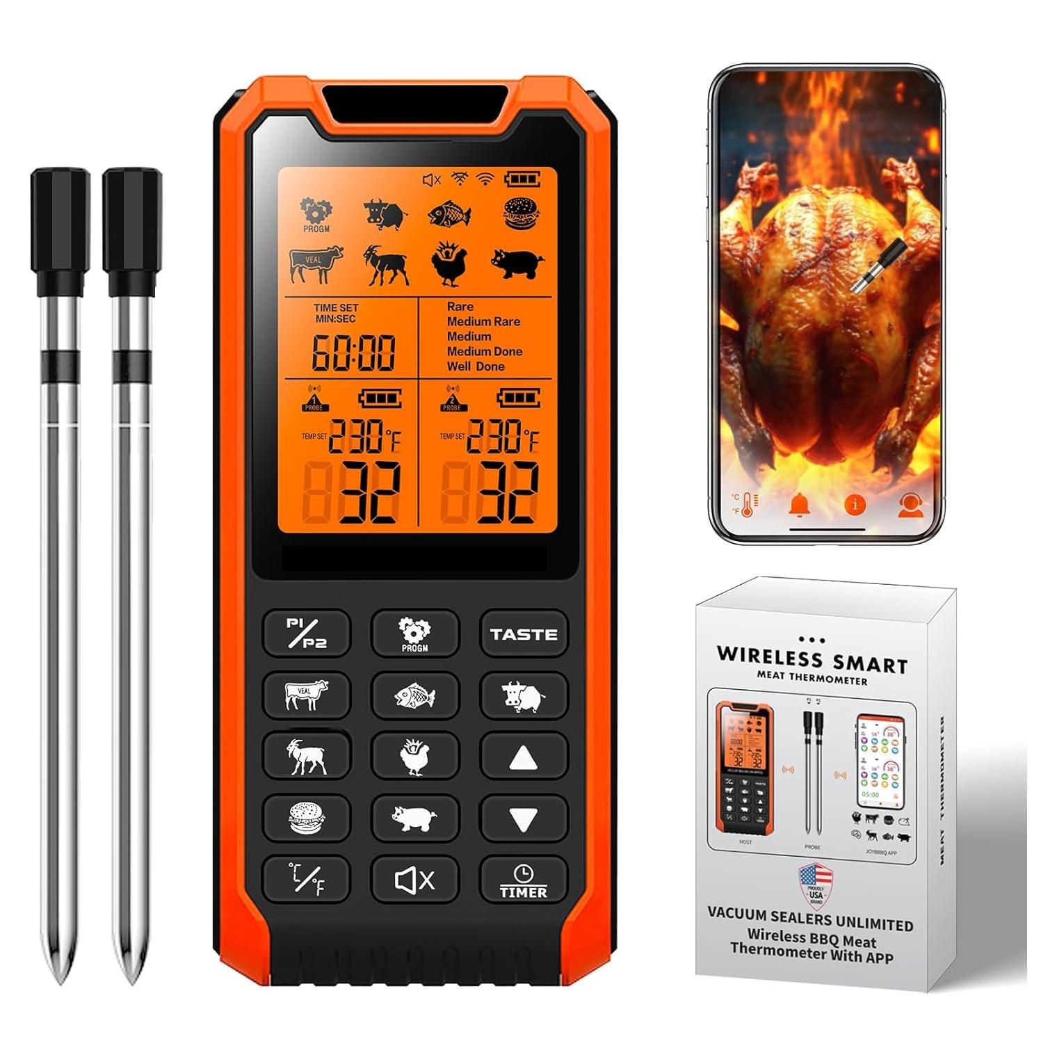 Termómetro de Carne Bluetooth PRAVETTE BQ08 con 2 Probetas