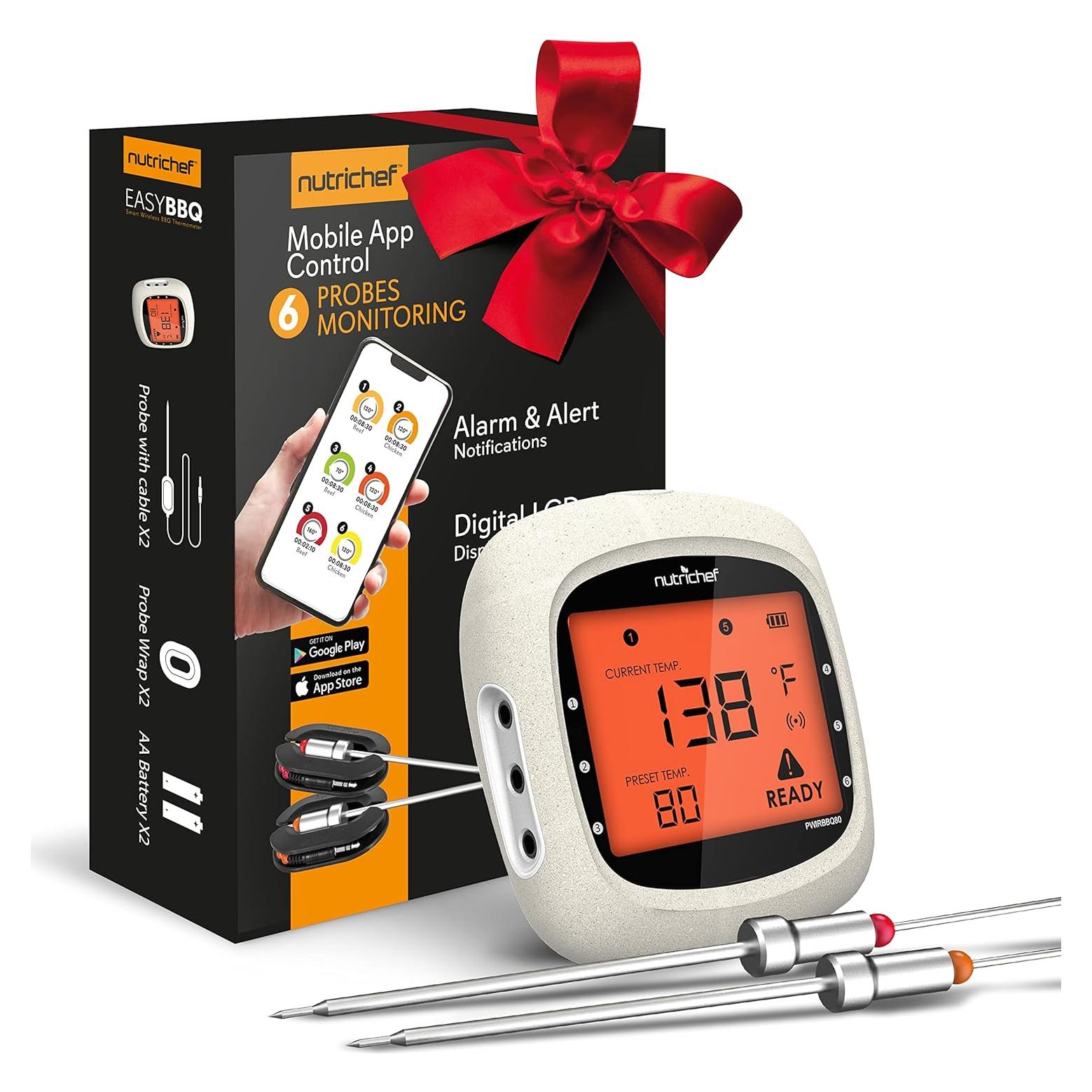 Termómetro de Carne Bluetooth NutriChef PWIRBBQ80 2 Probes