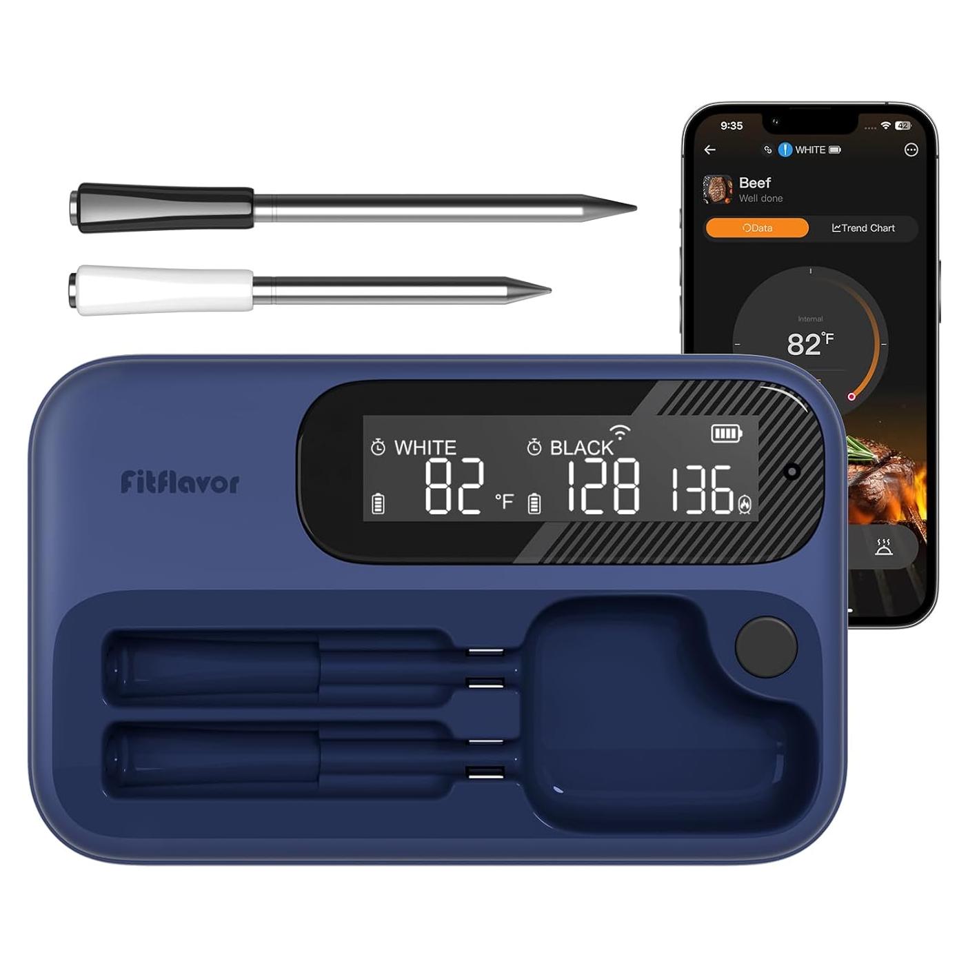 Termómetro de Carne Inalámbrico Fitflavor Doble Sonda 2500mAh