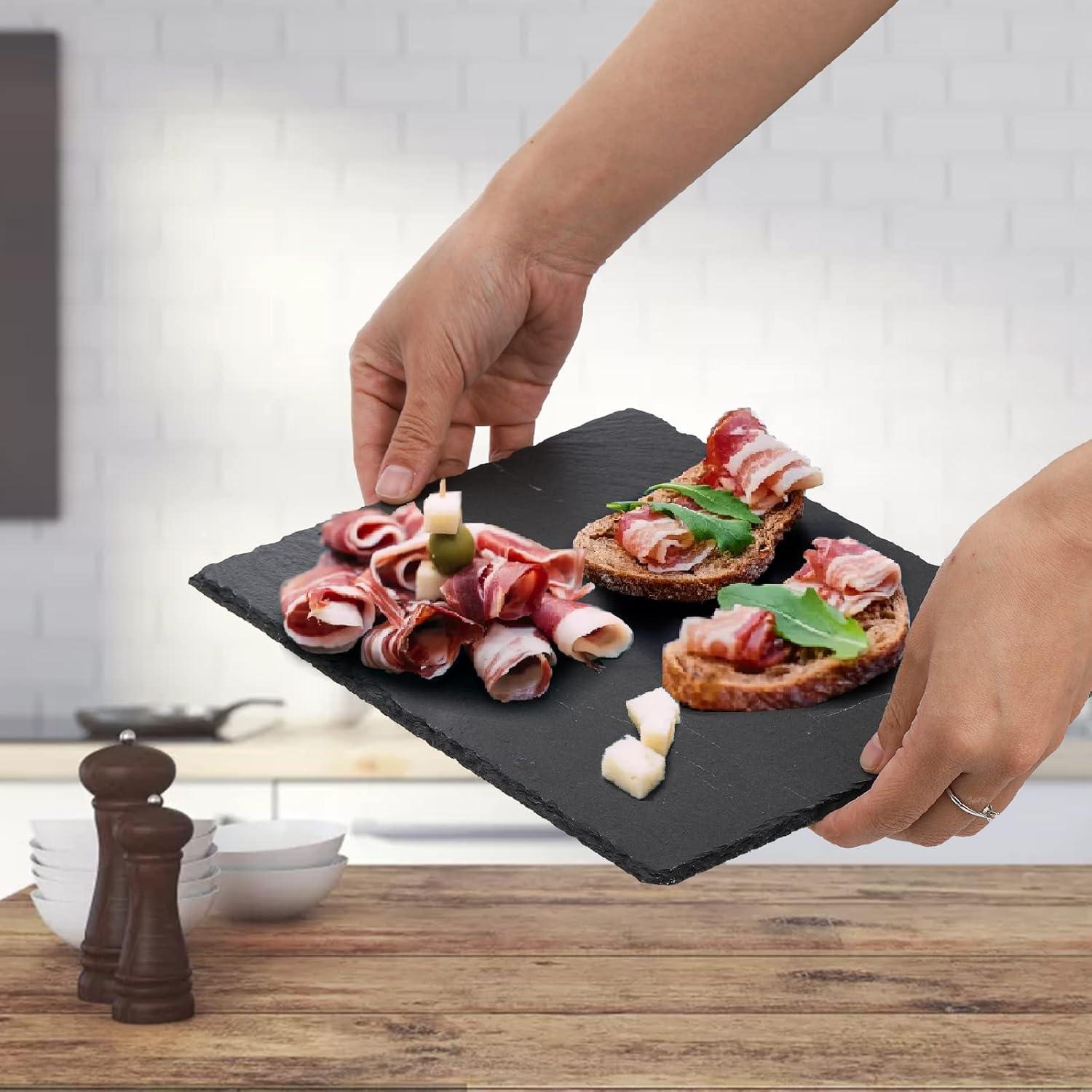 Hacaroa Tabla de Queso de Pizarra 6 Piezas 30x20 cm