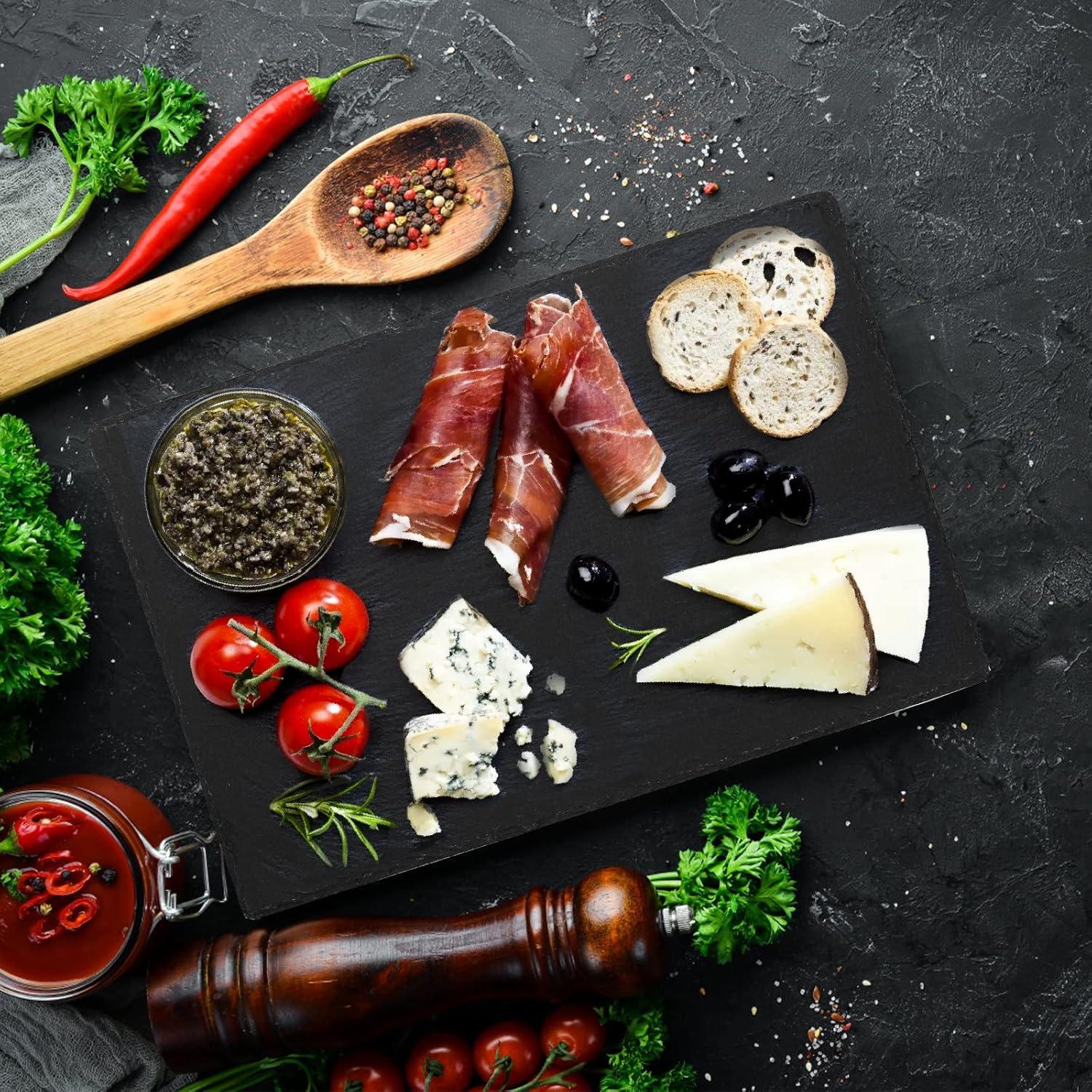 Hacaroa Tabla de Queso de Pizarra 6 Piezas 30x20 cm