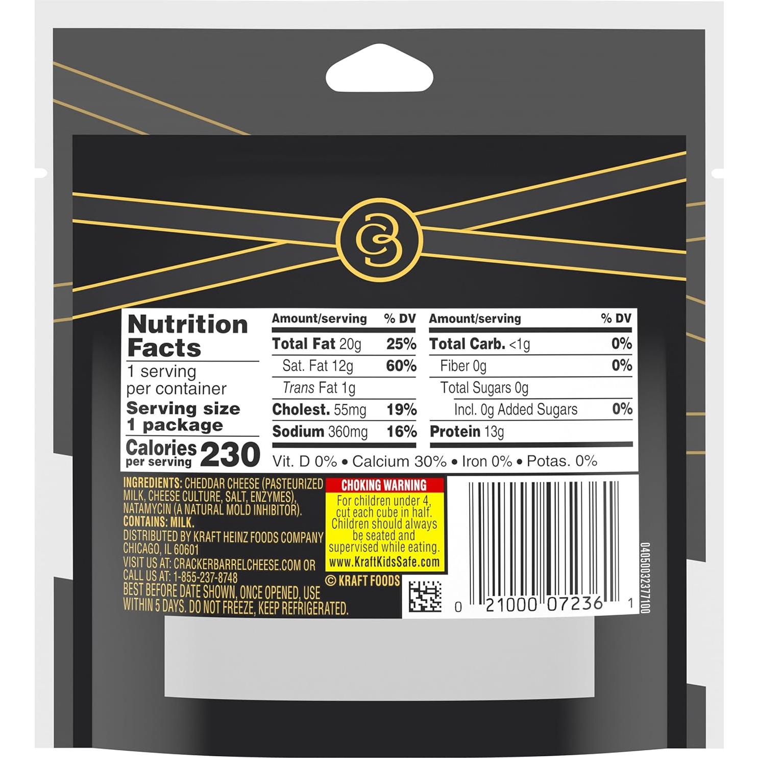 Cracker Barrel Cubes, Aged Reserve Cheddar Cheese (2 oz Bag)