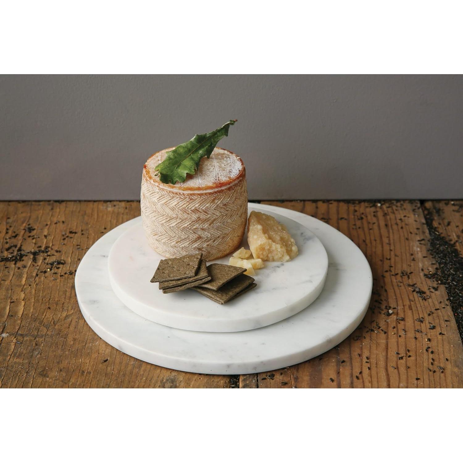 Tabla de Cortar Redonda de Mármol Blanco Creative Co-Op 28 cm