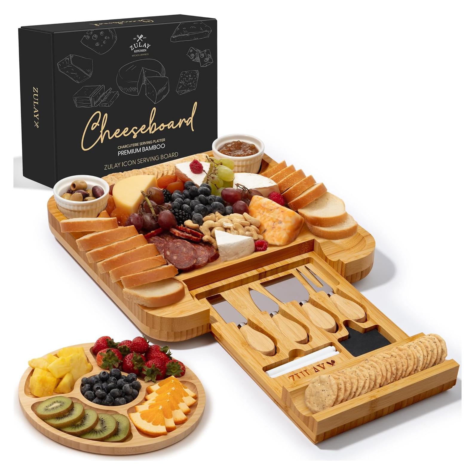 Tabla de Queso de Bambú Zulay Kitchen con 4 Cuchillos