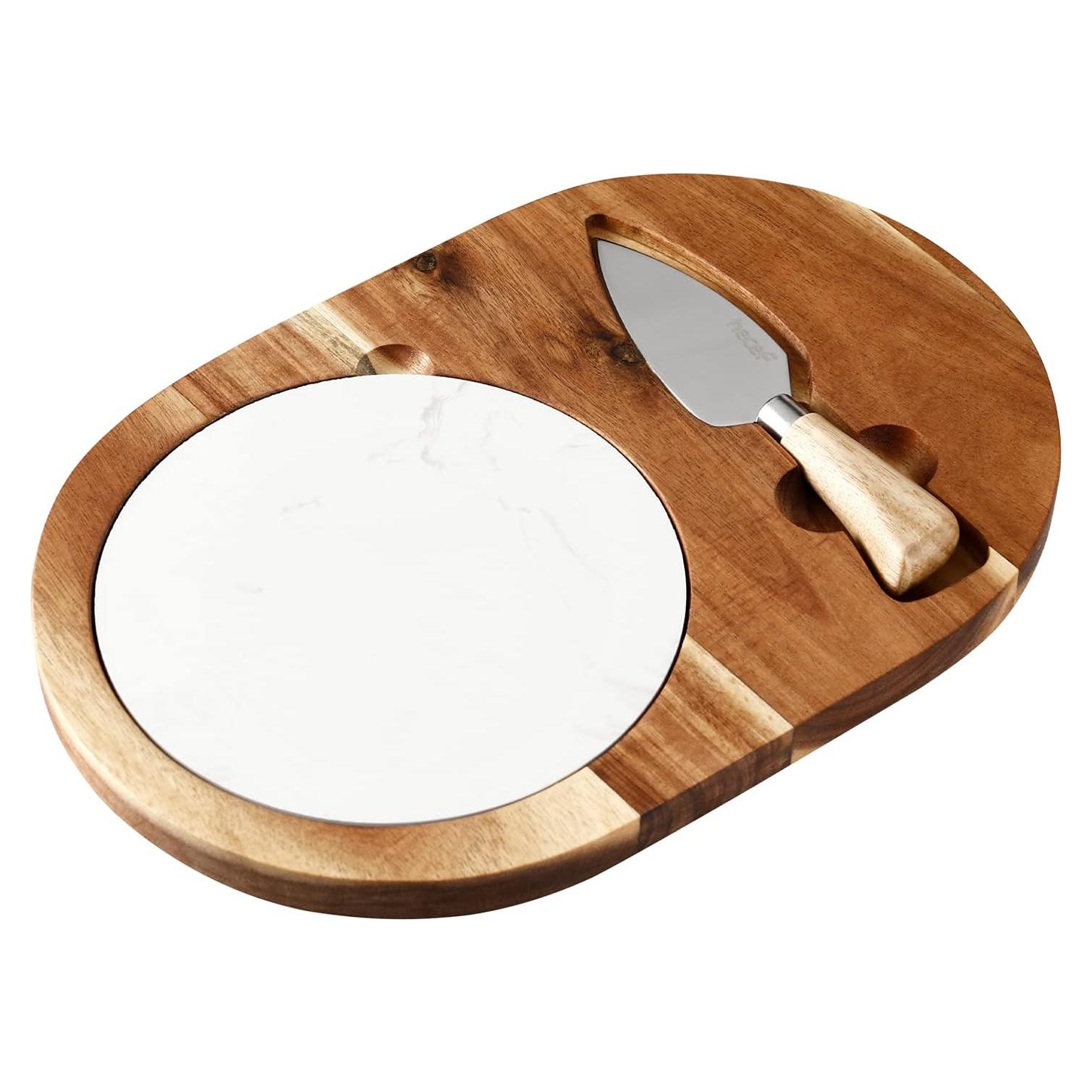 Juego de Tabla de Queso Ovalada hecef con Madera y Mármol