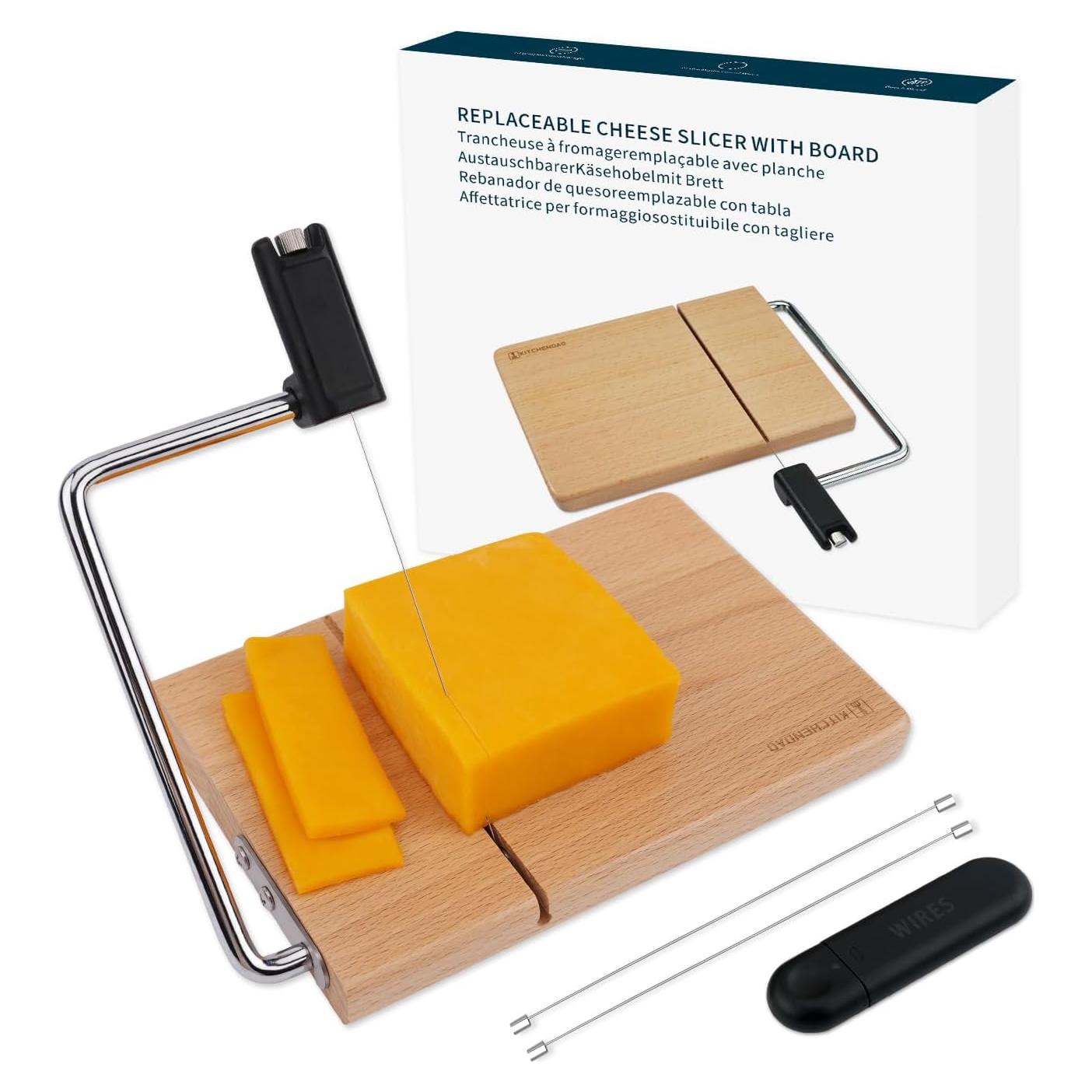 Cortador de Queso KITCHENDAO de Madera con Alambres Reemplazables