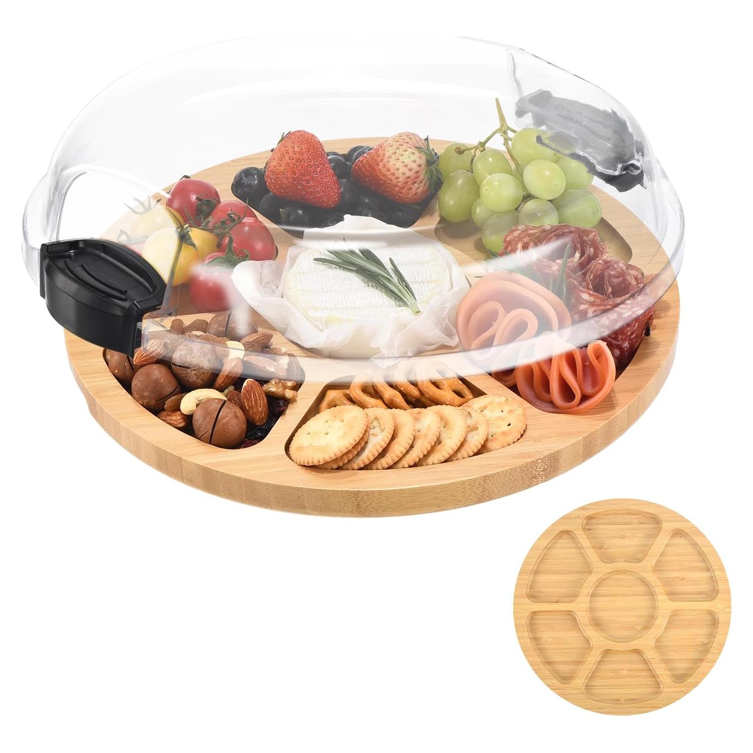 Tabla de Charcutería Portátil GLOKUUCA con Tapa y 7 Compartimentos