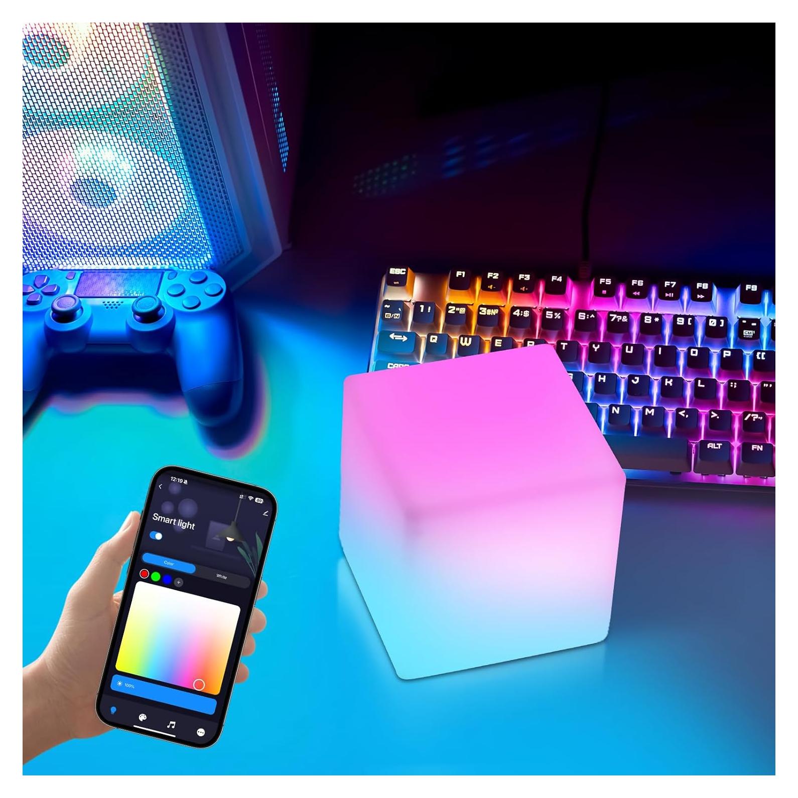 Lámpara LED Inteligente LOFTEK Smare Cube-02, Luz Regulable y Sincronización de Música