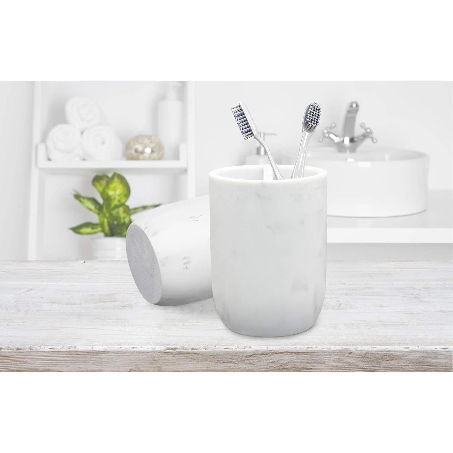 Soporte Organizador de Cepillos de Dientes Cerpourt Blanco Mármol