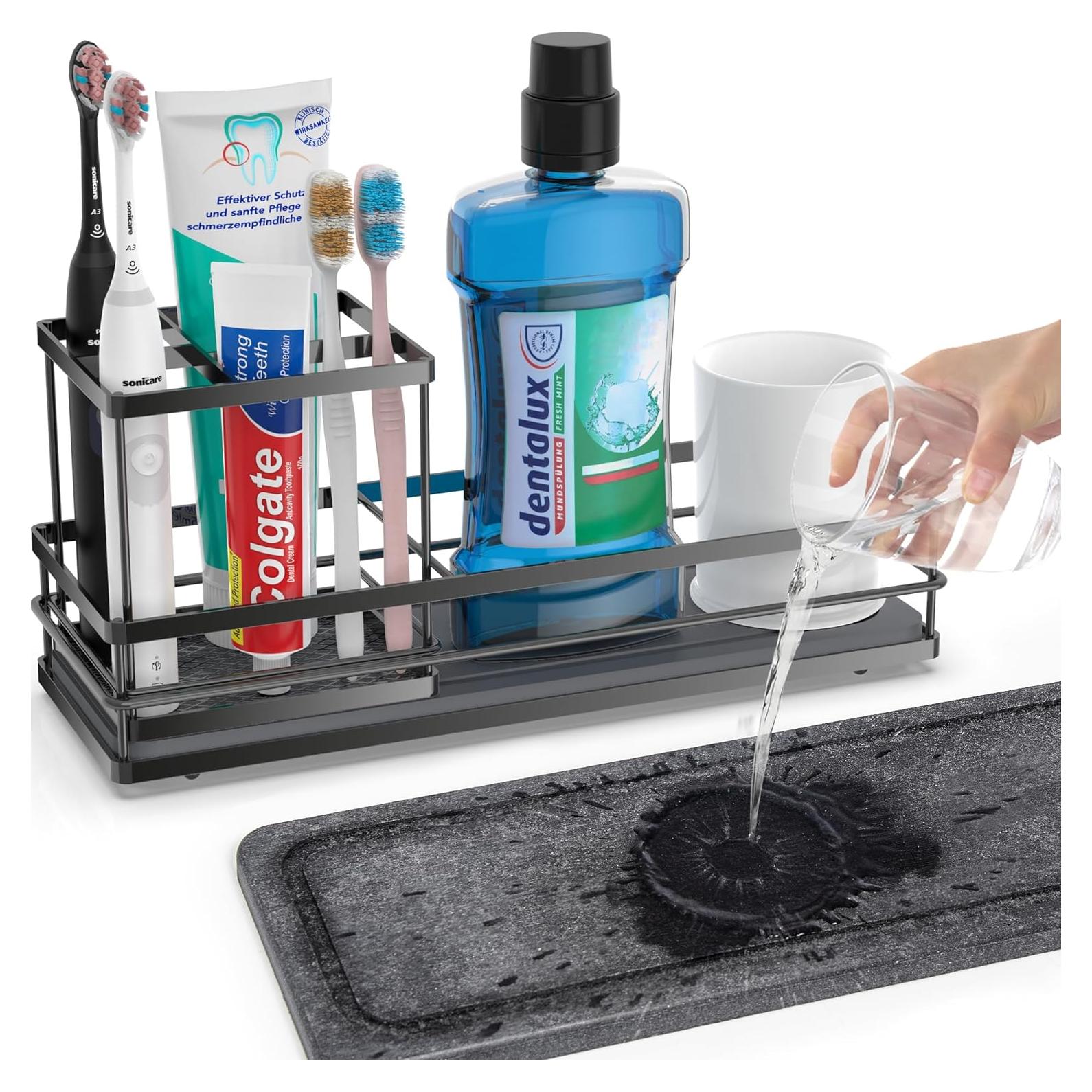 Soporte para Cepillos de Dientes Moforoco Negro 5 Compartimentos