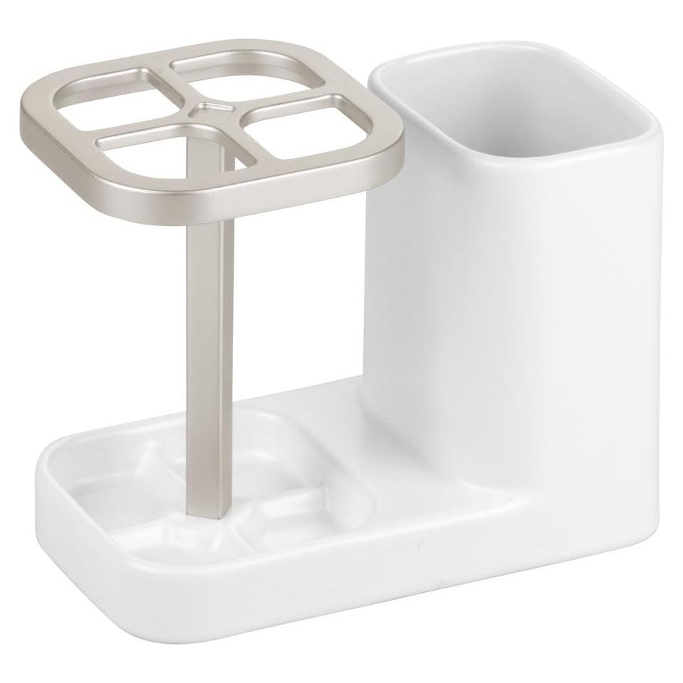 Soporte de Cepillos de Dientes iDesign Sedona Cerámica Blanco