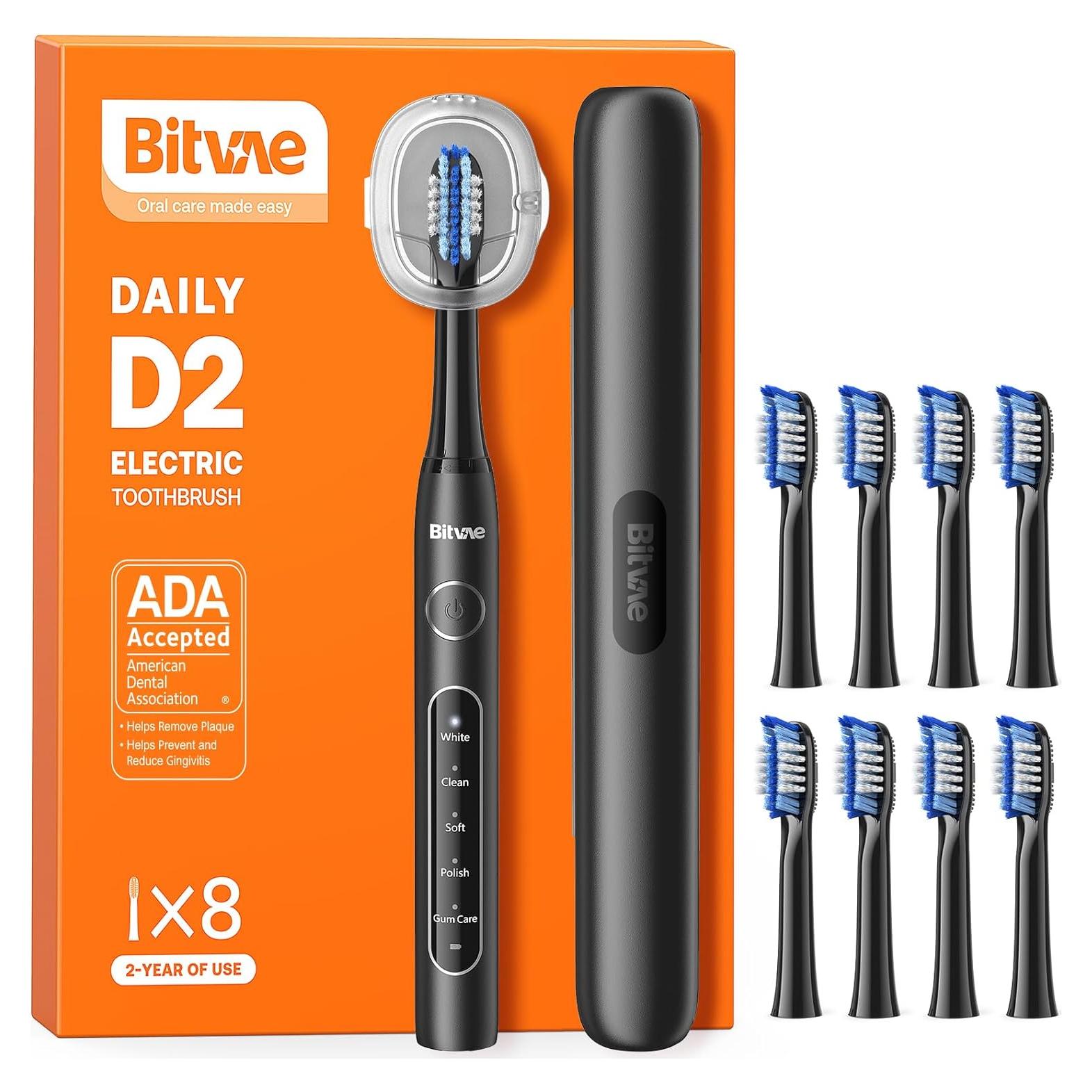 Cepillo de Dientes Eléctrico Bitvae H1D2 Negro con 5 Modos