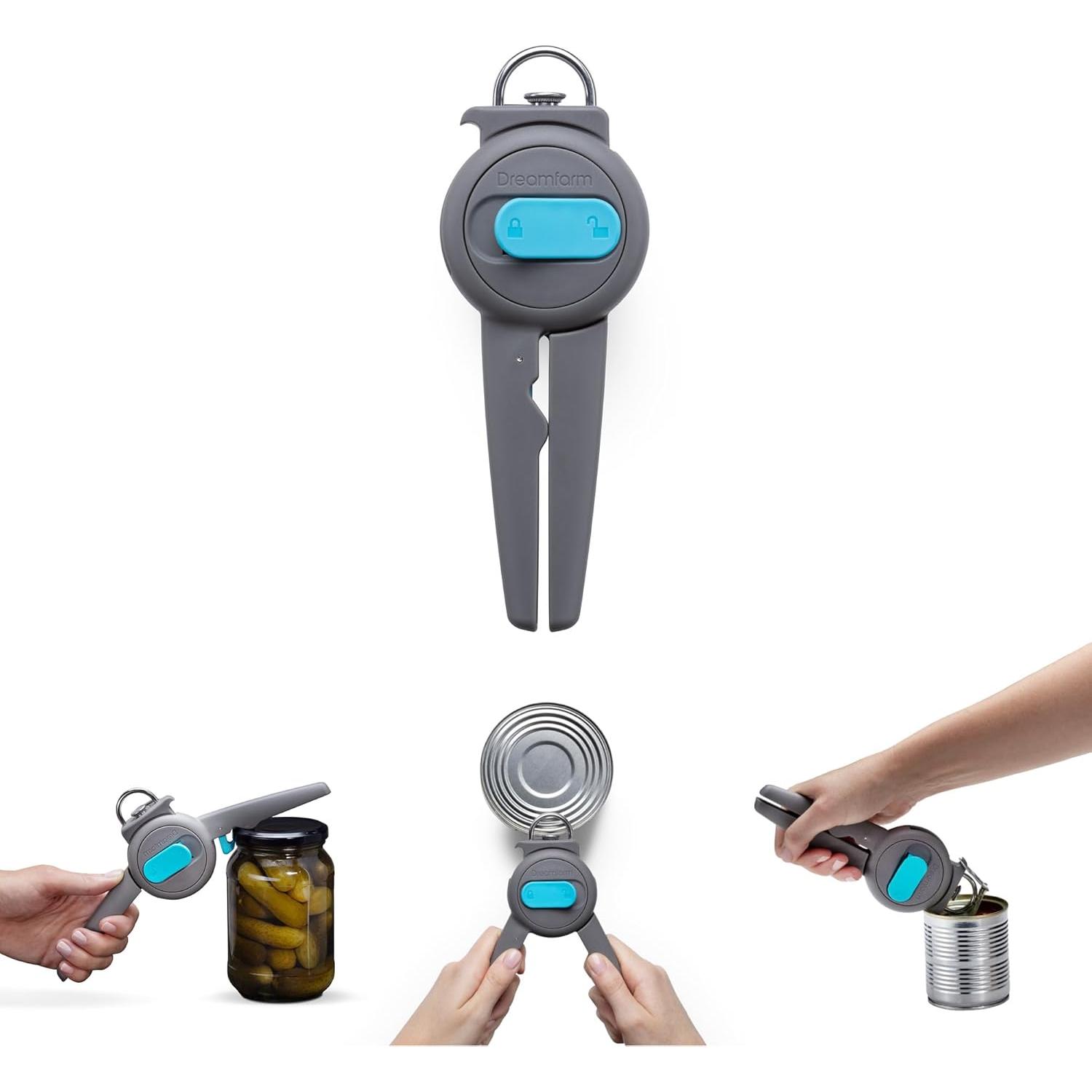 Abrelatas 3 en 1 Dreamfarm Dopener Ergonómico Gris