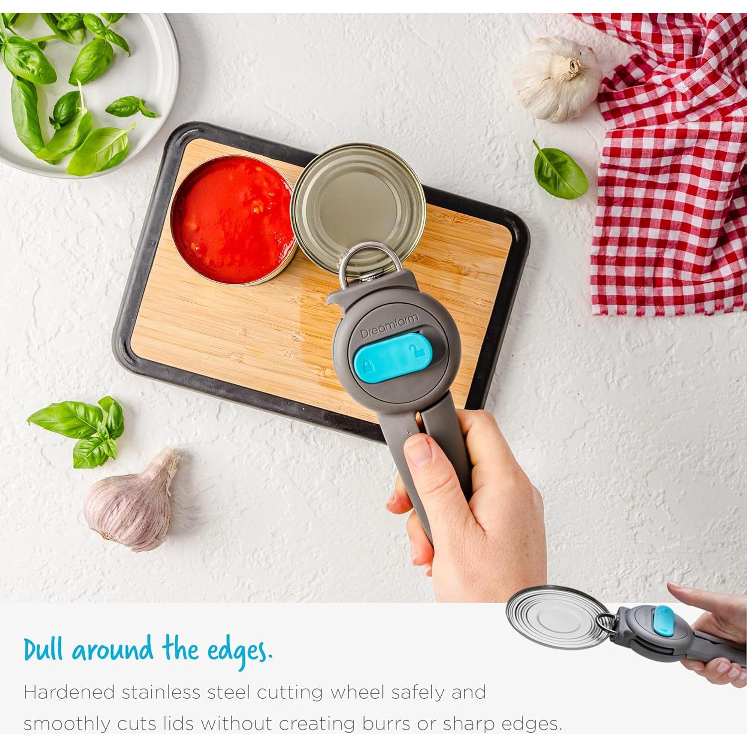 Abrelatas 3 en 1 Dreamfarm Dopener Ergonómico Gris