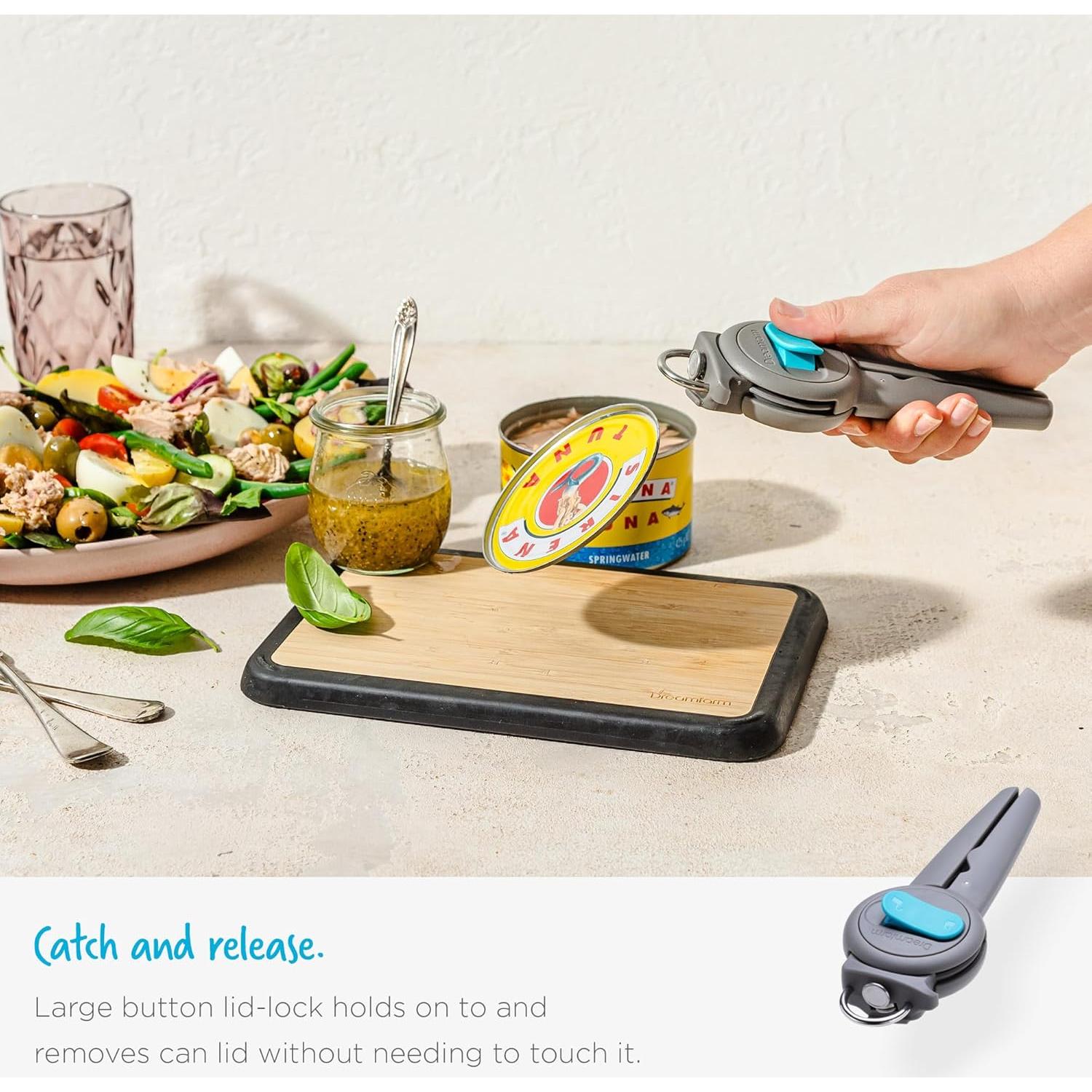 Abrelatas 3 en 1 Dreamfarm Dopener Ergonómico Gris