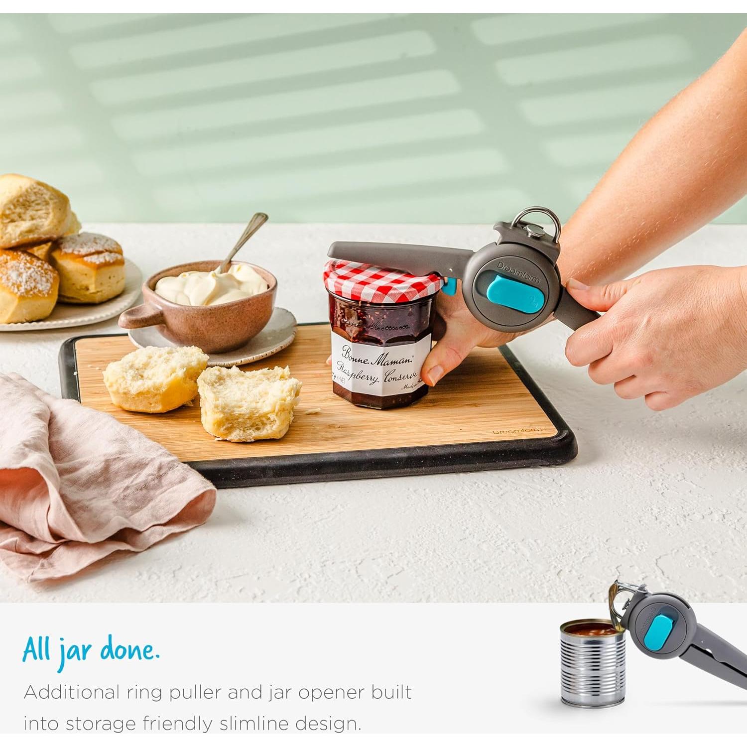 Abrelatas 3 en 1 Dreamfarm Dopener Ergonómico Gris