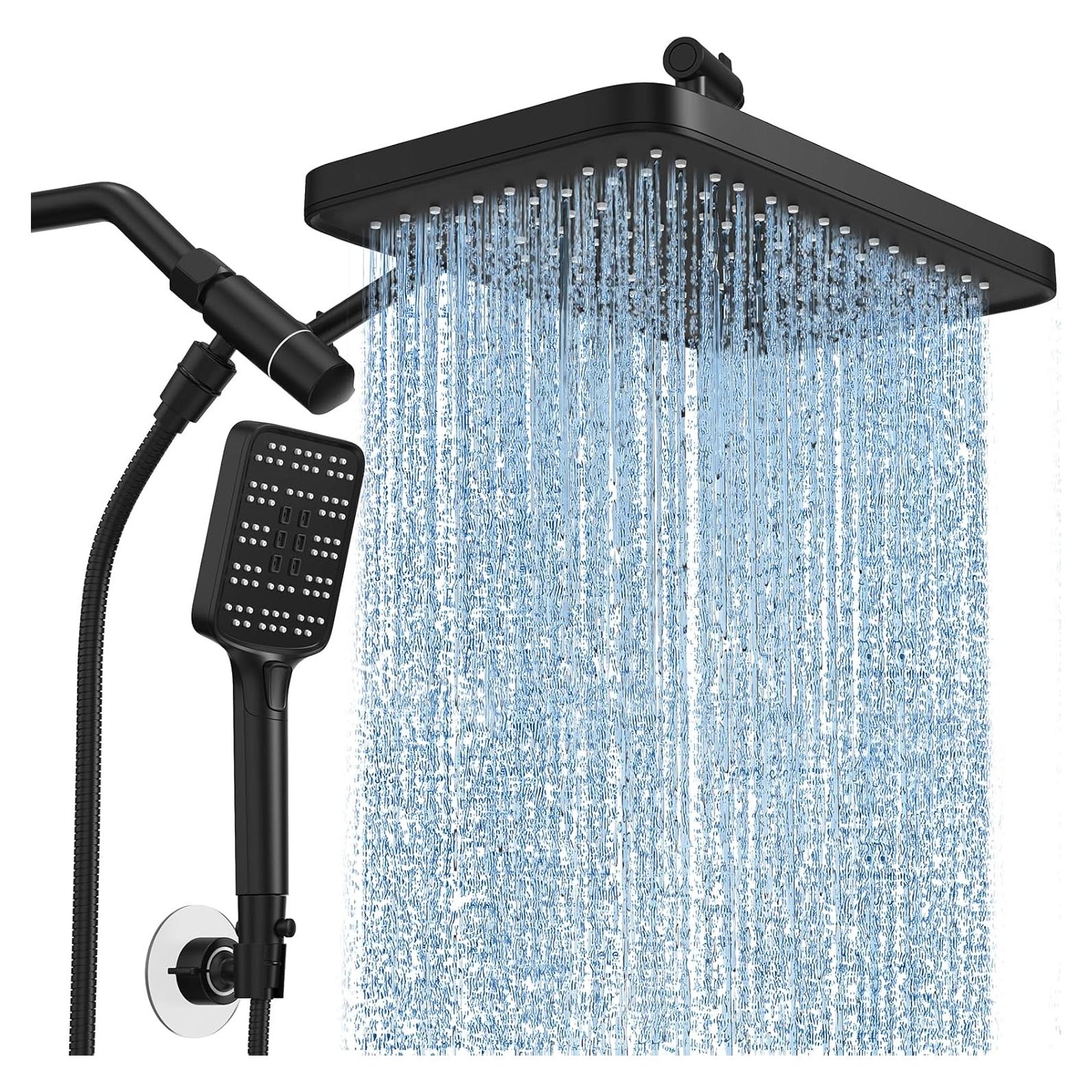 Cabezal de Ducha Alta Presión SR SUN RISE 30,48 cm Negro