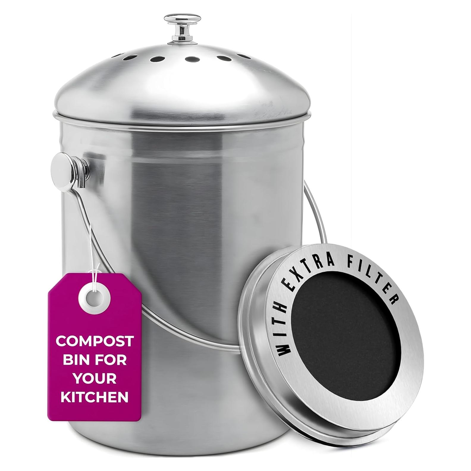 Bin de Compostaje EPICA 1.3 Galones Acero Inoxidable