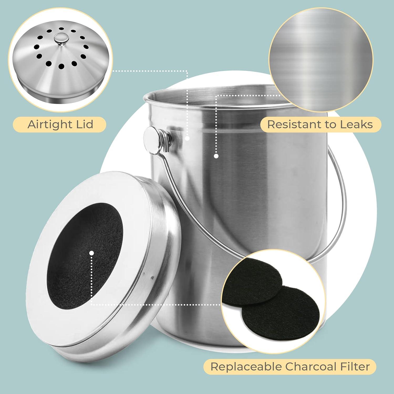 Bin de Compostaje EPICA 1.3 Galones Acero Inoxidable