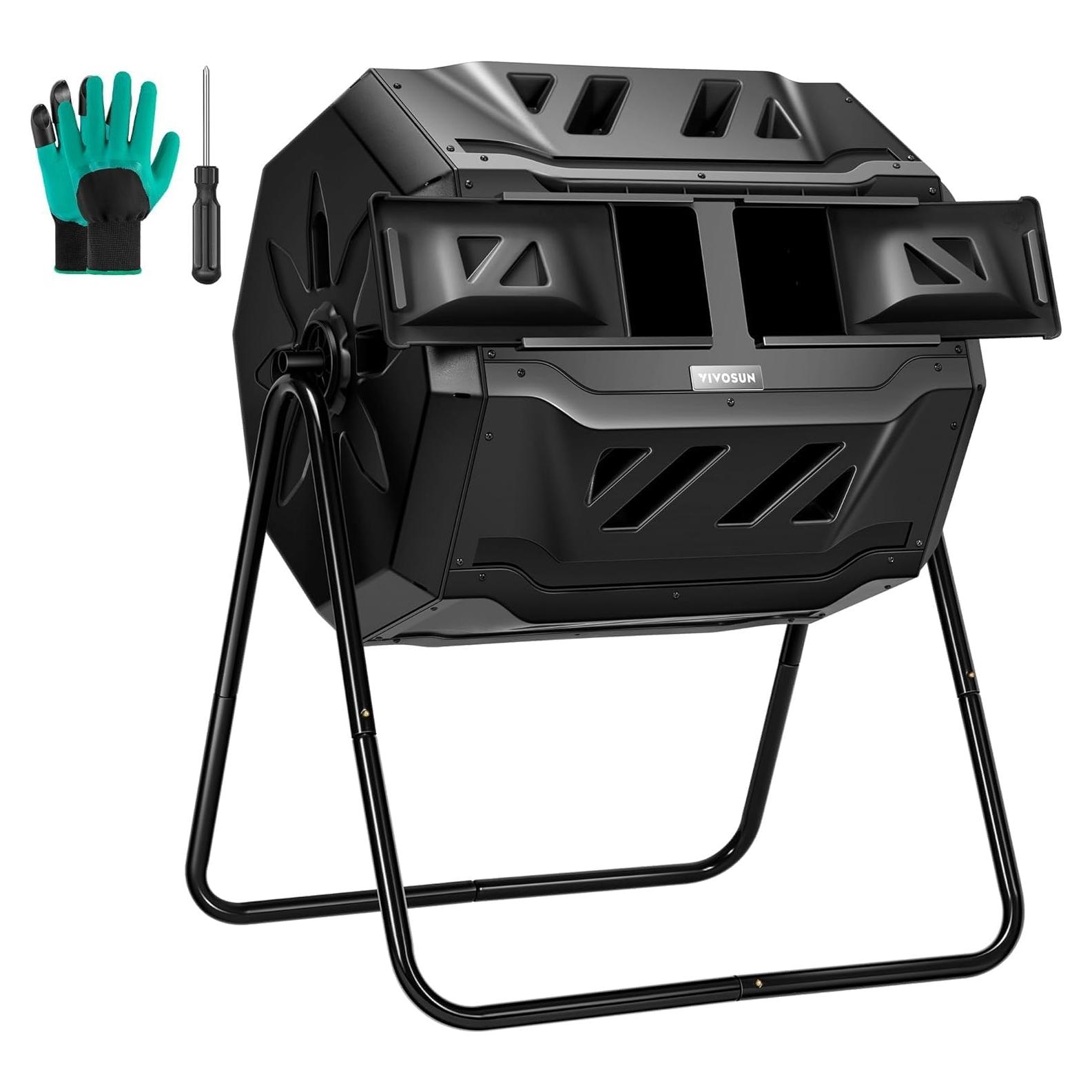 Compostador Doble Rotativo VIVOSUN 43 Galones Negro