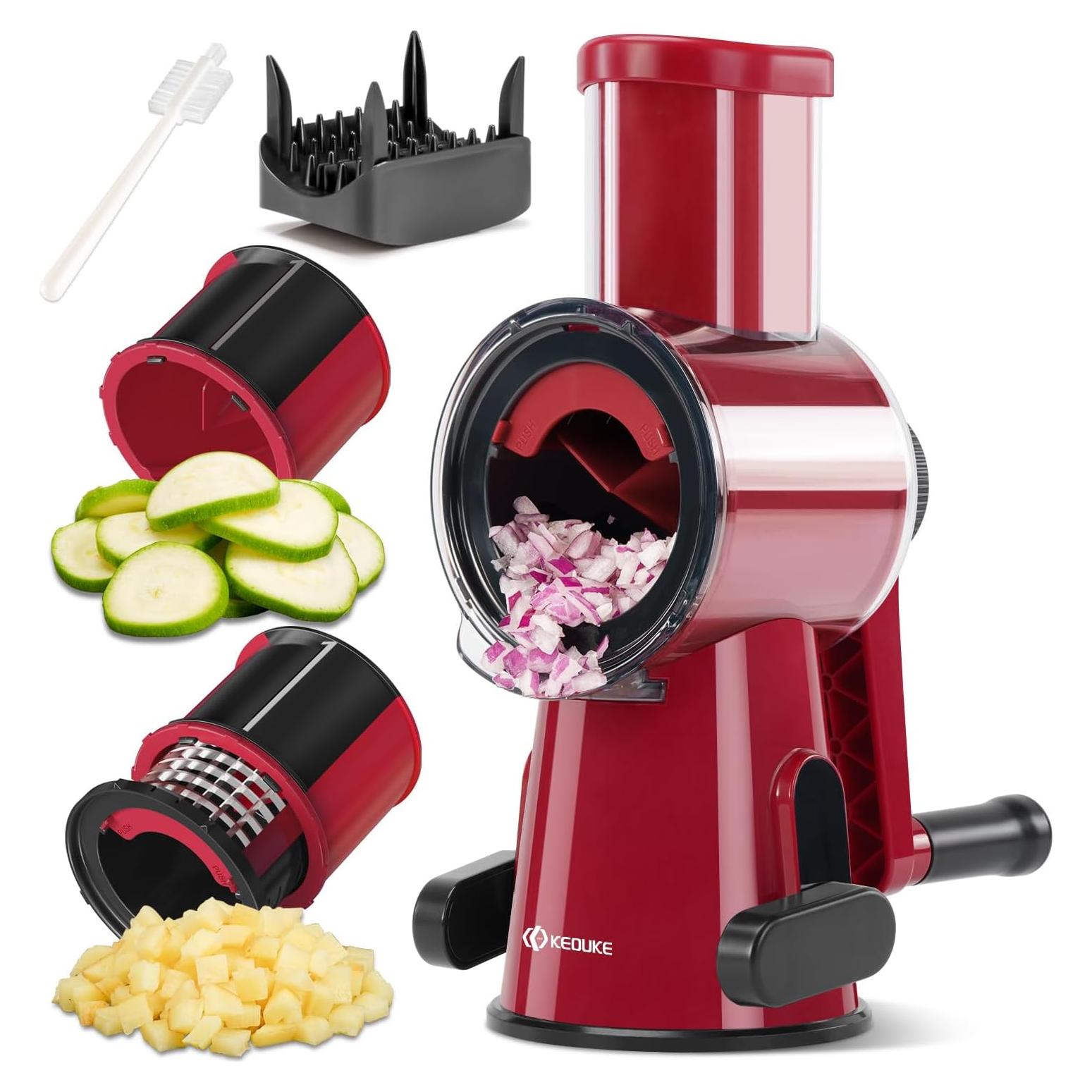 Picador Manual de Verduras KEOUKE 2 en 1 Rojo y Negro