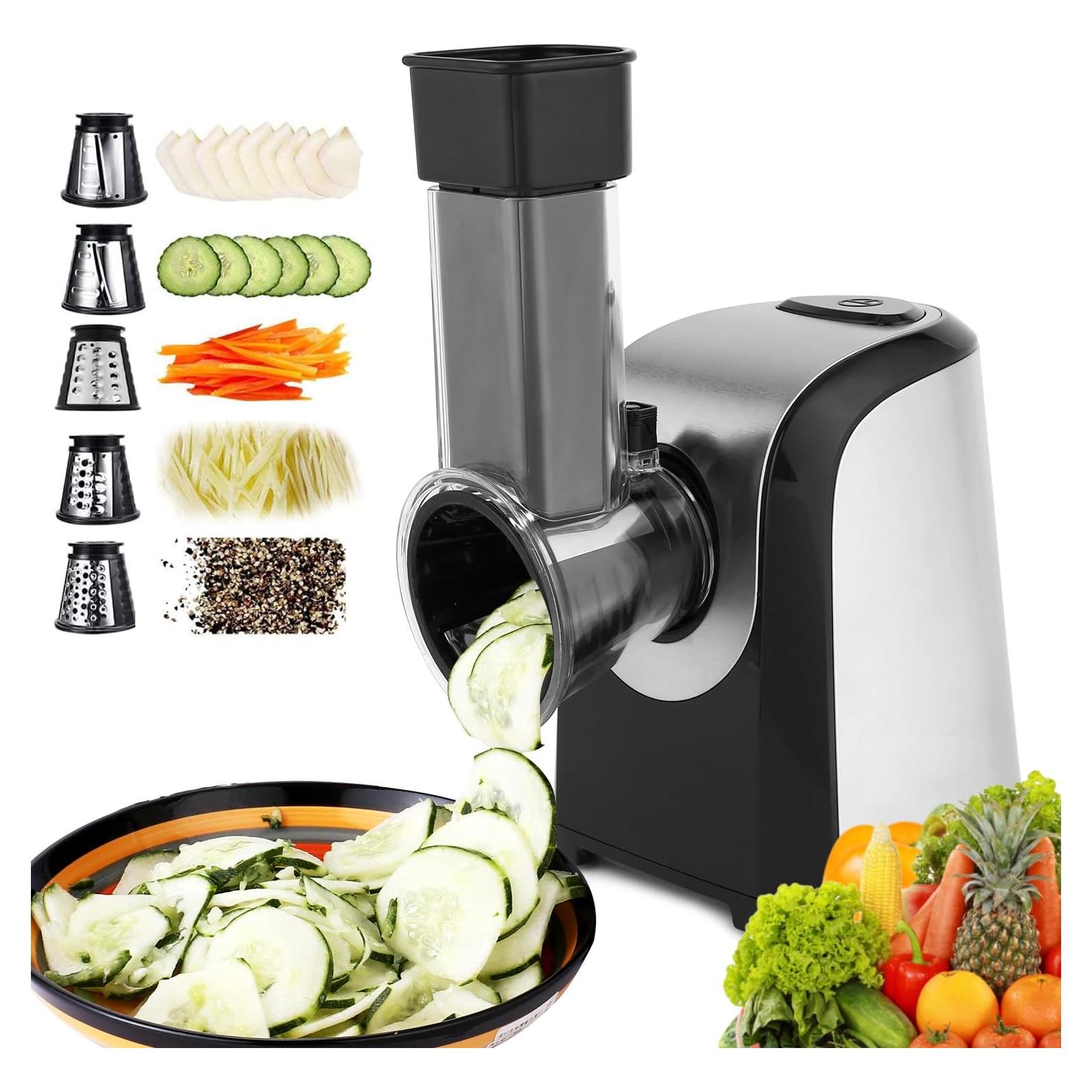 Rallador Eléctrico Homdox 150W con 5 Cuchillas Intercambiables