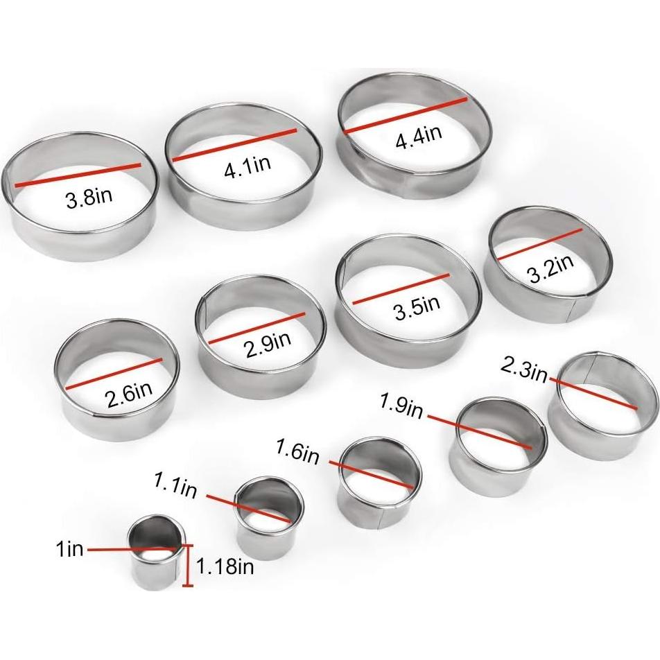 Juego de 12 Cortadores de Galletas Redondos Bukuwa Acero Inoxidable