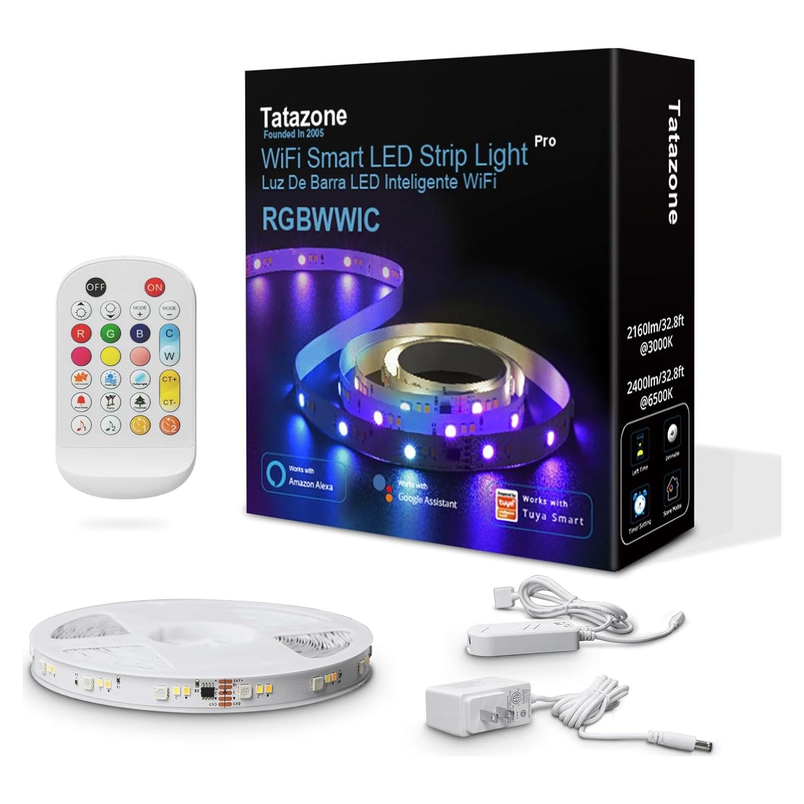 Tira LED RGBWW Tatazone 10m Control WiFi Ajustable 3000K-6500K