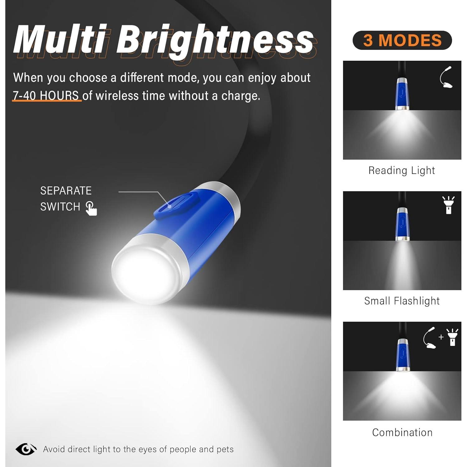 Luz de Lectura LED Vekkia para el Cuello Azul, 3 Brillos