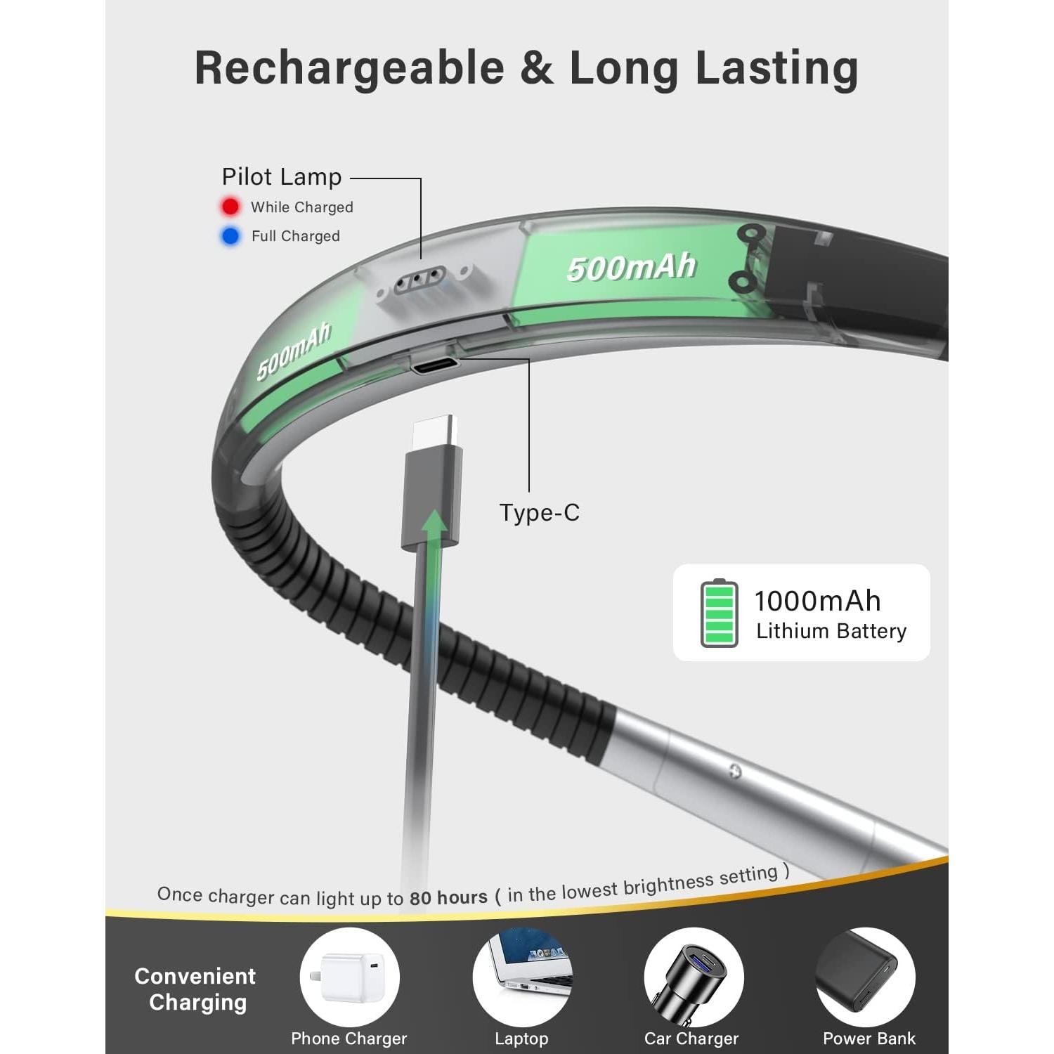 Luz de Lectura LED Vekkia para el Cuello Recargable 3 Colores