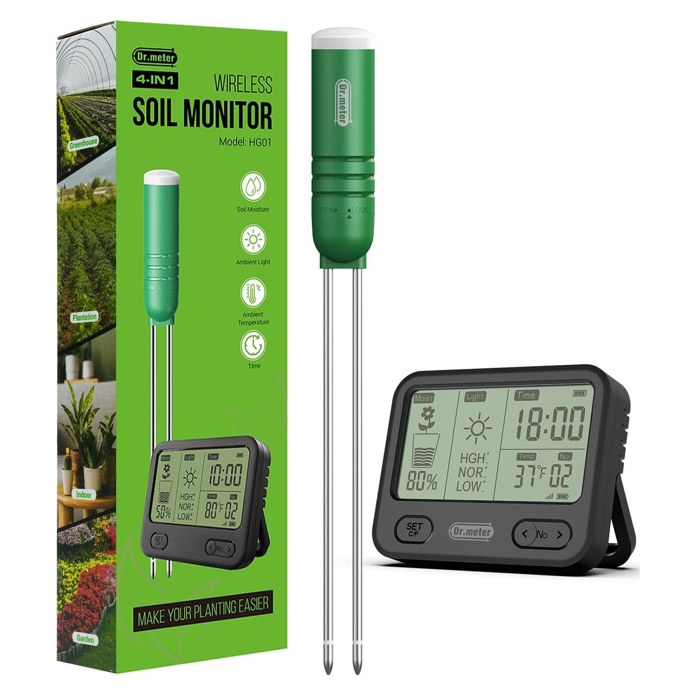 Medidor de Humedad del Suelo Dr.meter 4 en 1 LCD Verde