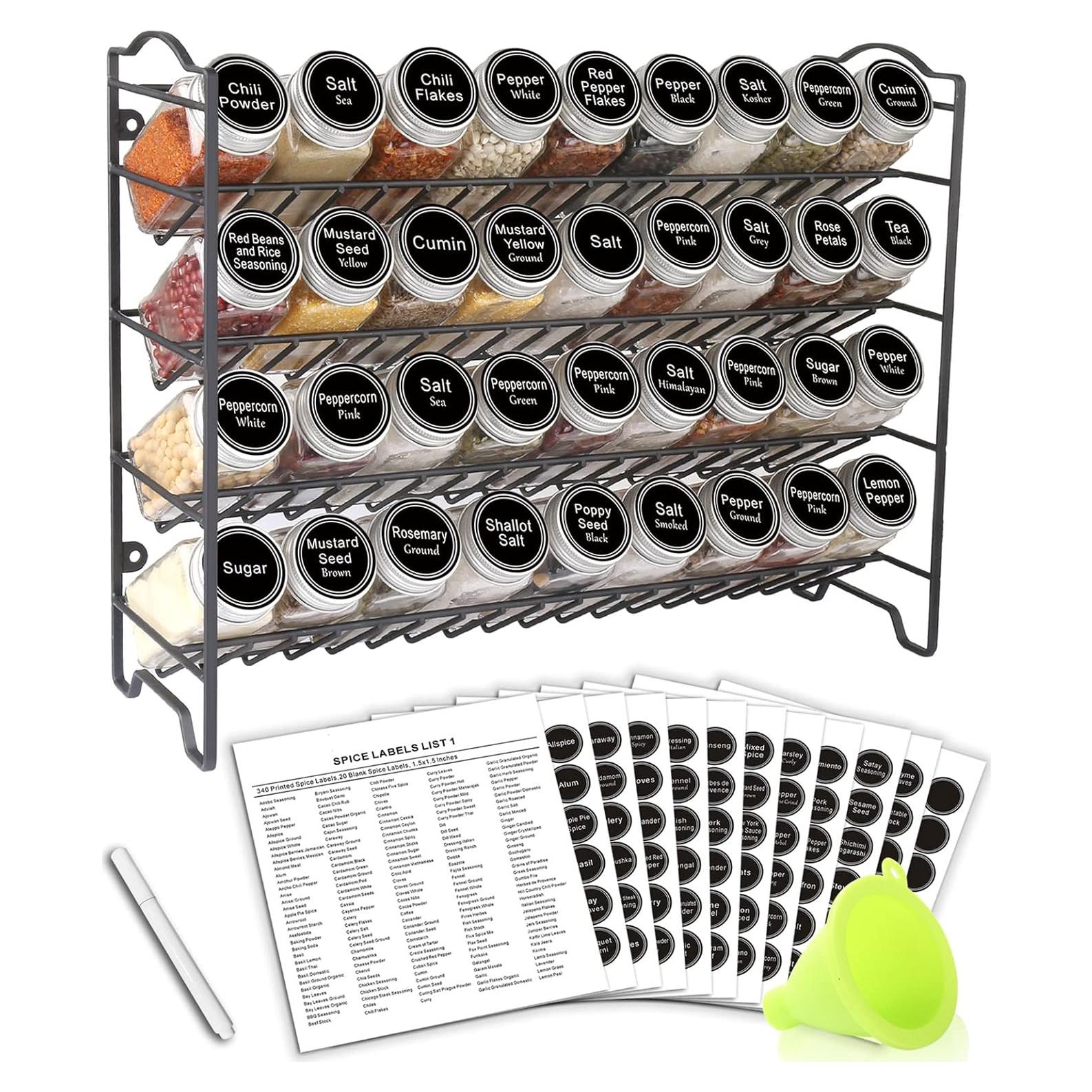Organizador de especias SWOMMOLY 36 frascos y 396 etiquetas