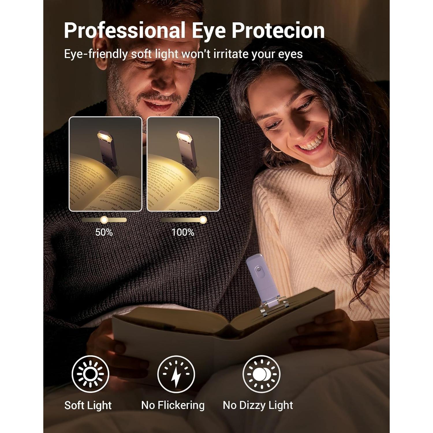 Luz de Libro LED DEWENWILS Recargable USB Púrpura 16 Lúmenes