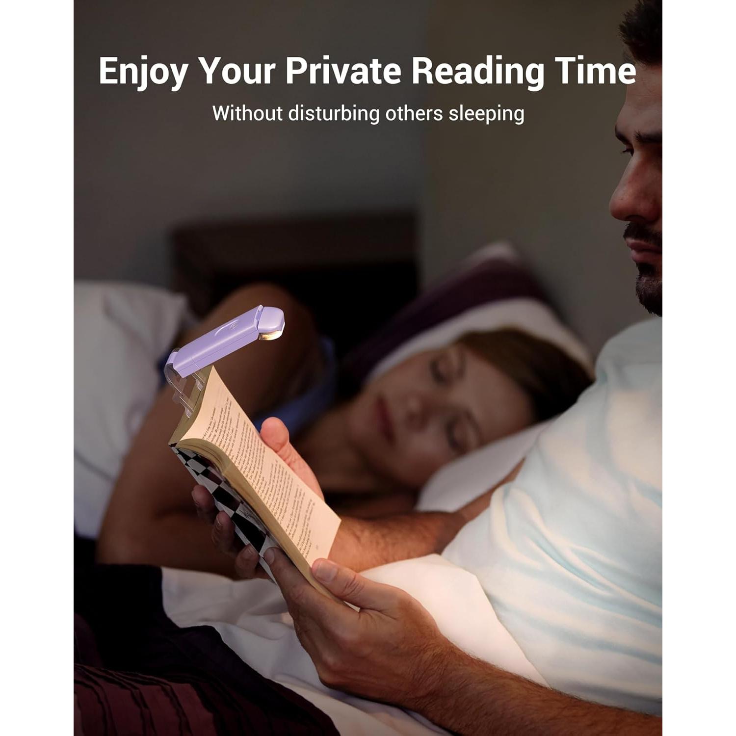 Luz de Libro LED DEWENWILS Recargable USB Púrpura 16 Lúmenes