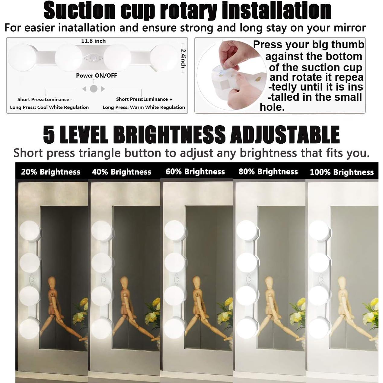 Luces de Maquillaje Inalámbricas Assemer LED 2 Pcs Regulables