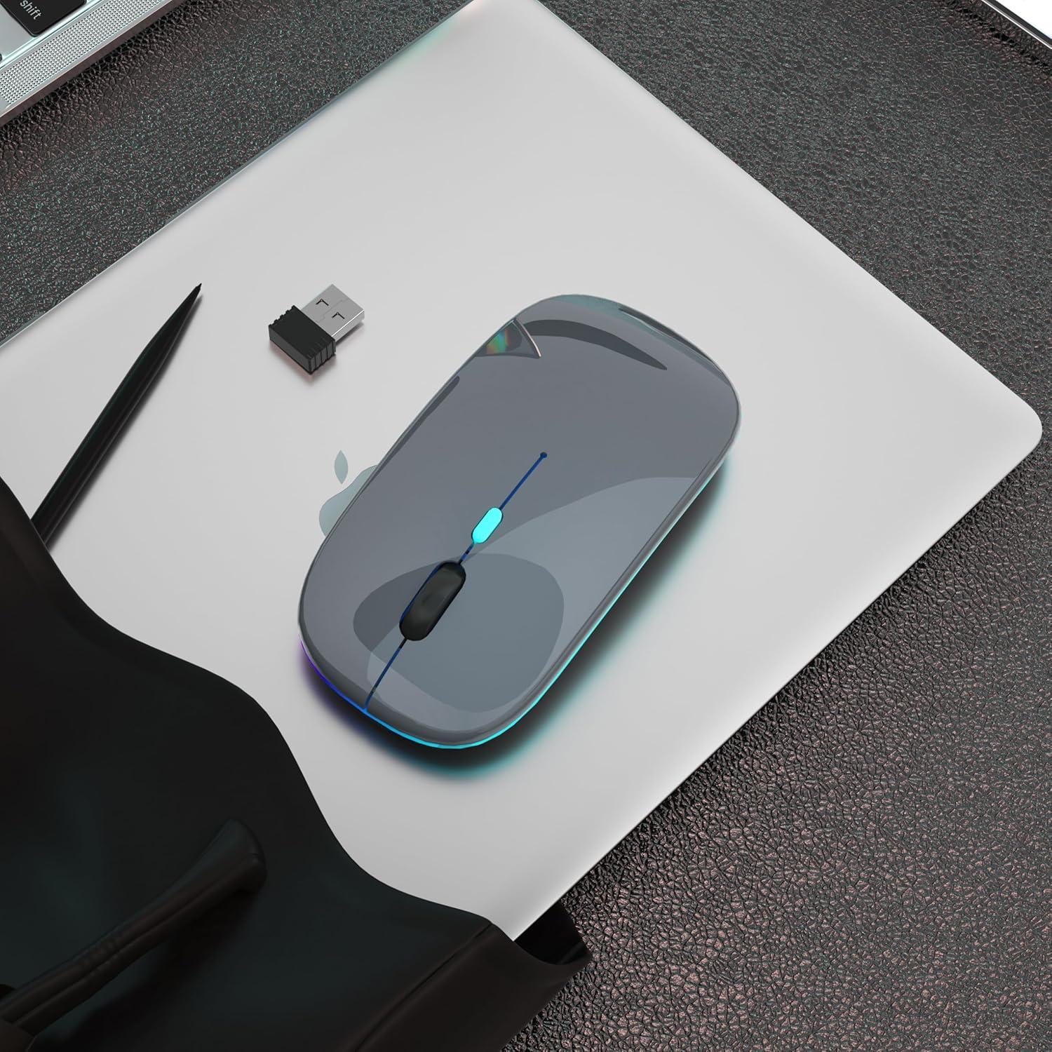 Ratón Bluetooth Inalámbrico Recargable AIKOKOK Gris