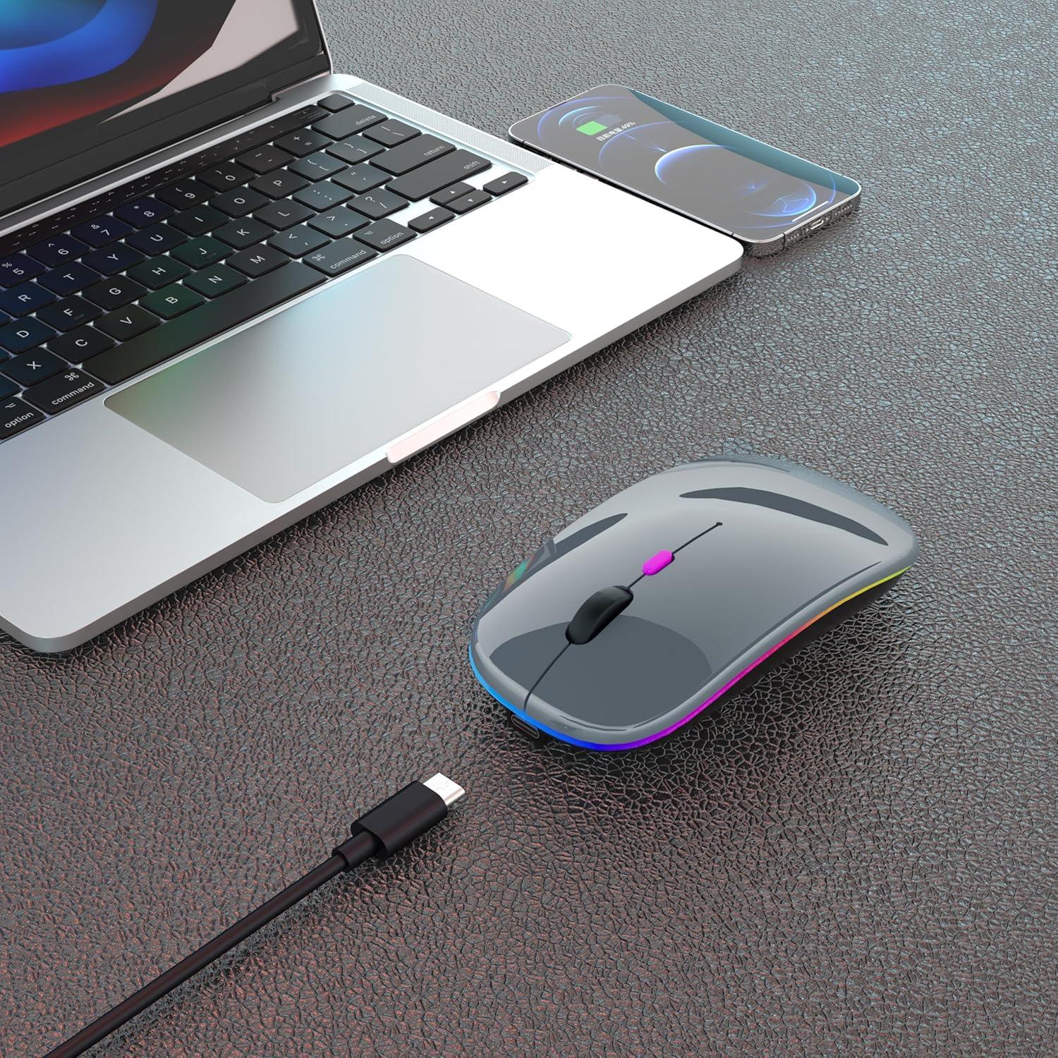 Ratón Bluetooth Inalámbrico Recargable AIKOKOK Gris